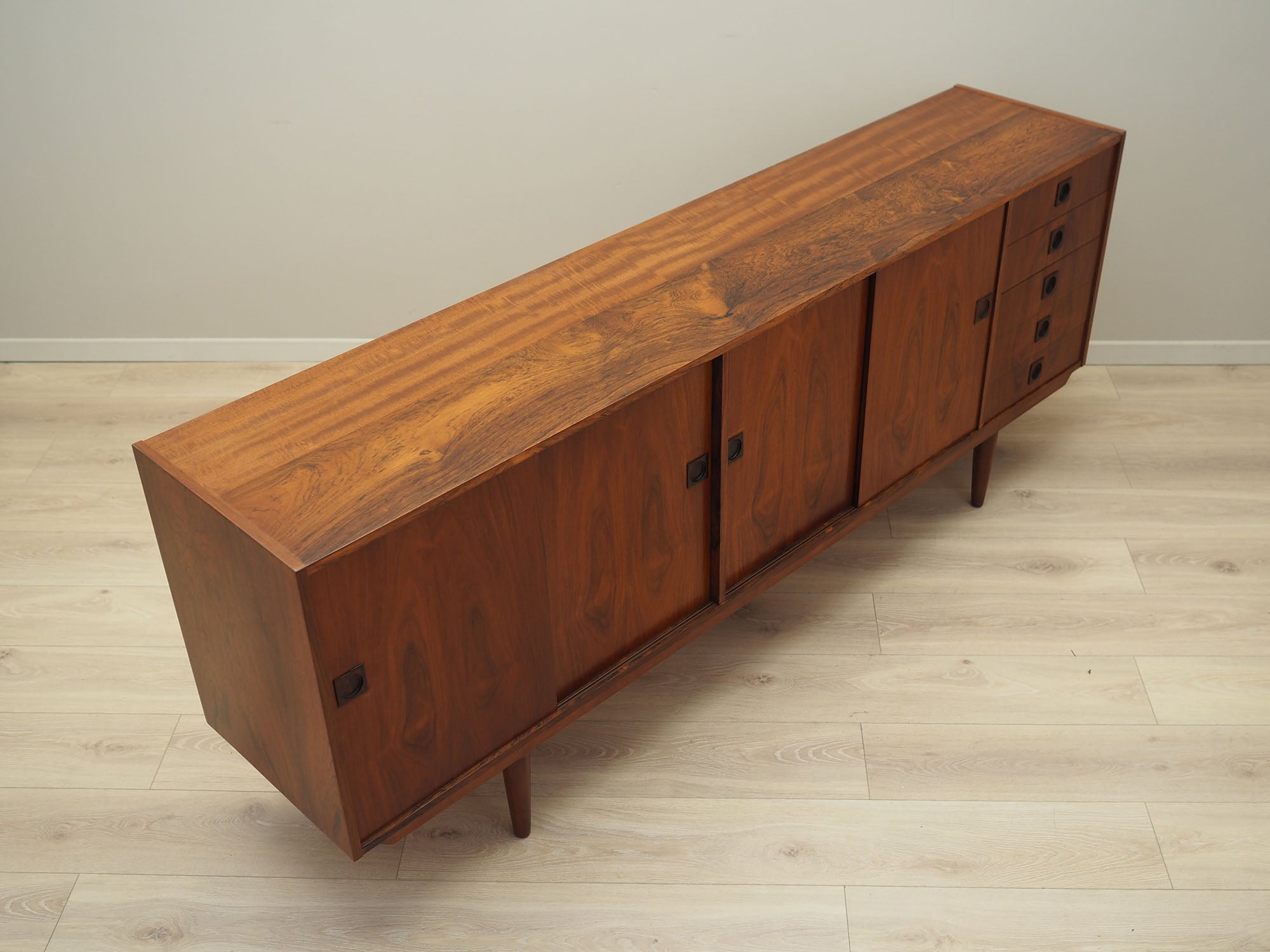 1960s_Danish_Rosewood_Sideboard_by_Farsø_Møbelfabrik,_Sliding_Doors,_Five_Drawers_and_Adjustable_Shelves