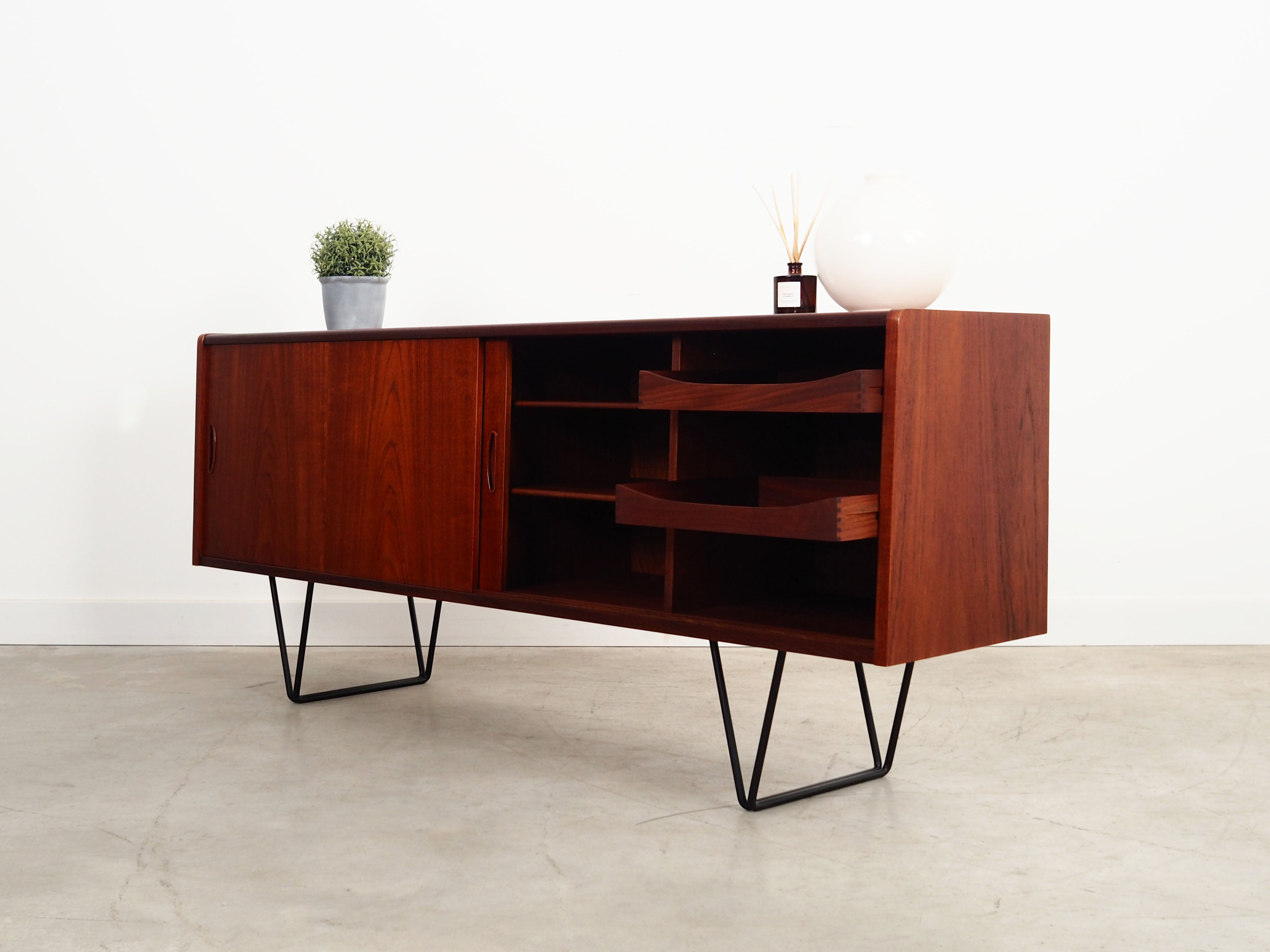 1970s_Danish_Teak_Sideboard_with_Sliding_Doors,_Two_Drawers,_Adjustable_Shelves