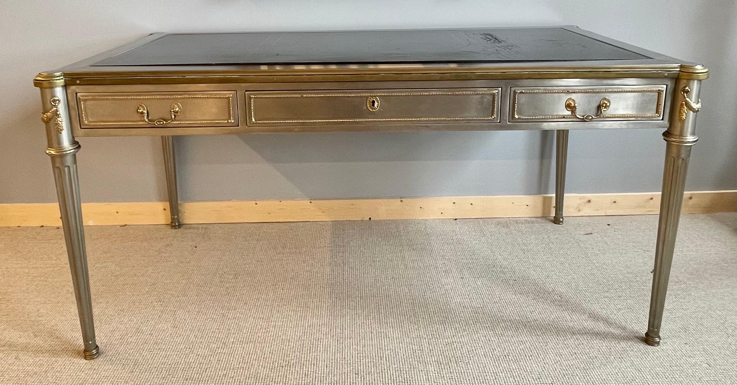 Stainless_Steel_and_Bronze_Neoclassical_Desk_by_John_Vesey,_1960s,_USA