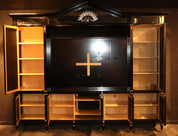 Hollywood_Regency_Ebony_Mirrored_Breakfront_Cabinet_Bookcase,_Late_20th_Century,_USA