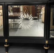 Hollywood_Regency_Ebony_Mirrored_Breakfront_Cabinet_Bookcase,_Late_20th_Century,_USA
