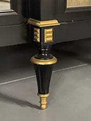 Hollywood_Regency_Ebony_Mirrored_Breakfront_Cabinet_Bookcase,_Late_20th_Century,_USA