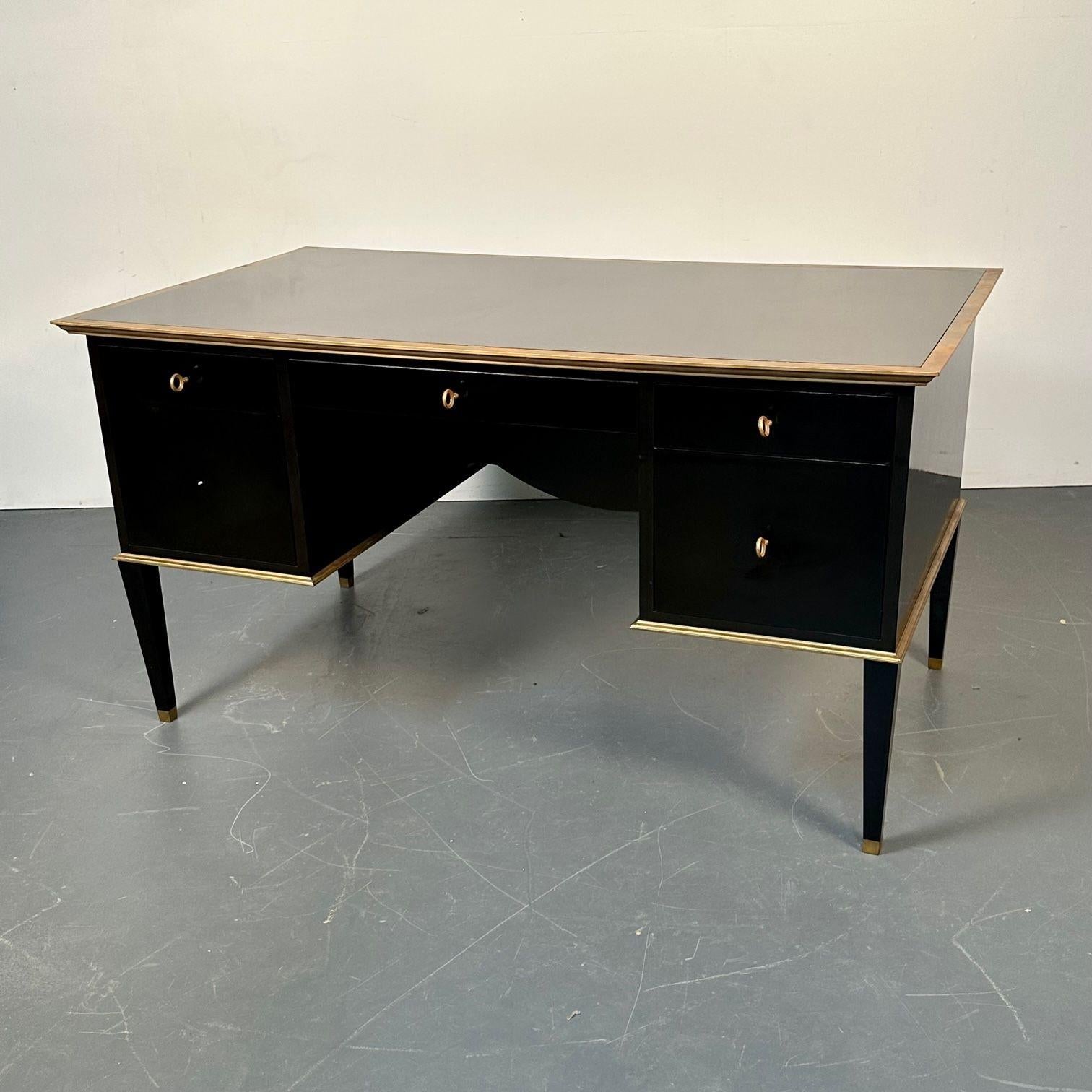 Mid-Century_Regency_Style_Executive_Desk,_Lacquered_Ebony_2000s_USA