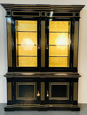 Hollywood_Regency_Maison_Jansen-Style_Bookcase,_Ebony_&_Gold_Leaf_1970s