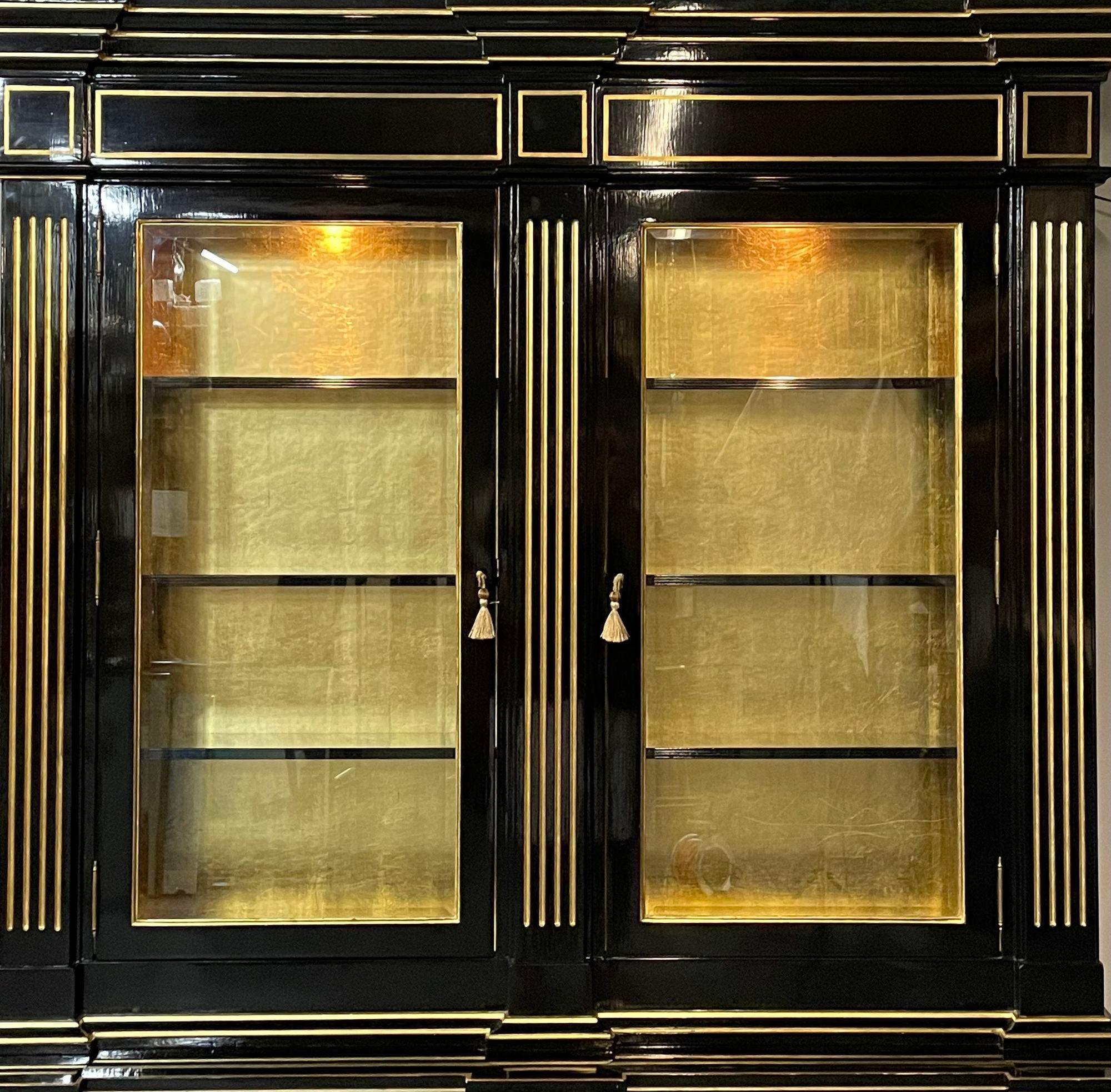 Hollywood_Regency_Maison_Jansen-Style_Bookcase,_Ebony_&_Gold_Leaf_1970s