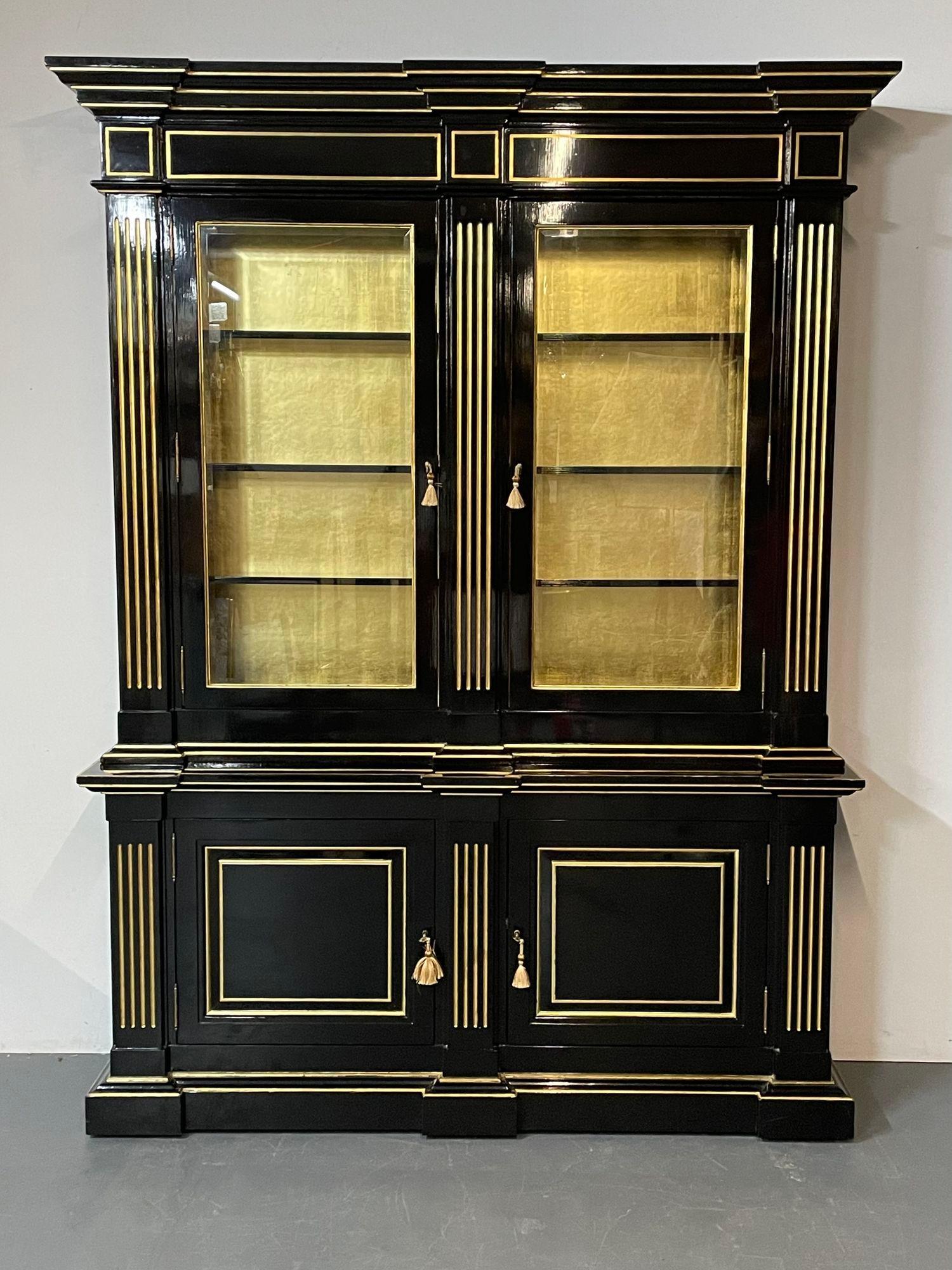 Hollywood_Regency_Maison_Jansen-Style_Bookcase,_Ebony_&_Gold_Leaf_1970s