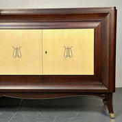 Mid-Century_Sideboard,Parchment_&_Mahogany_1950s_Italy