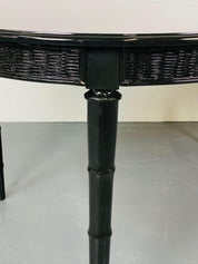 Faux_Bamboo_&_Wicker_Dining_Table,_Ebony,_American_of_Martinsville_1950s_USA