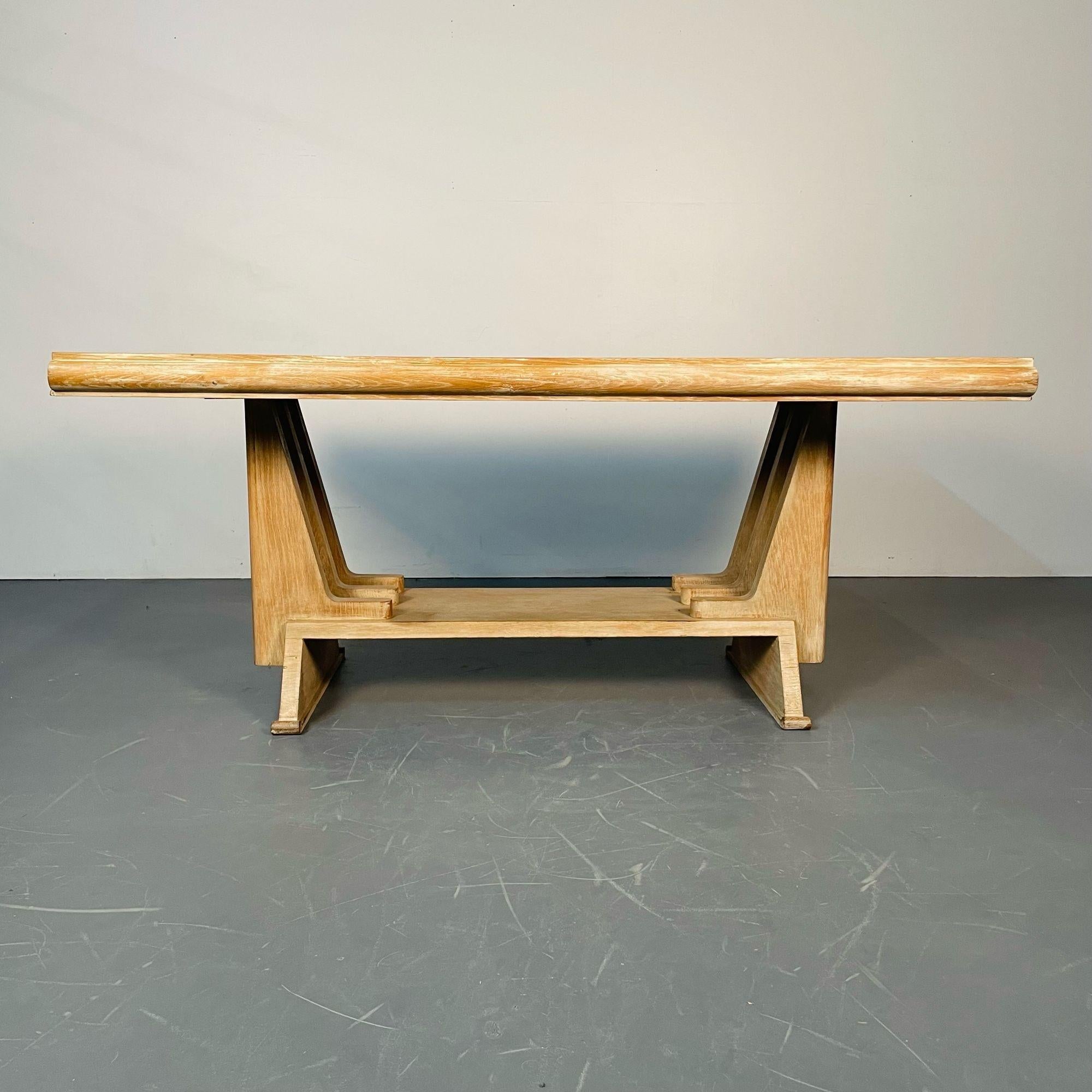 French_Mid-Century_Modern_Style_Dining_Table,_Farmhouse_Trestle_1940s