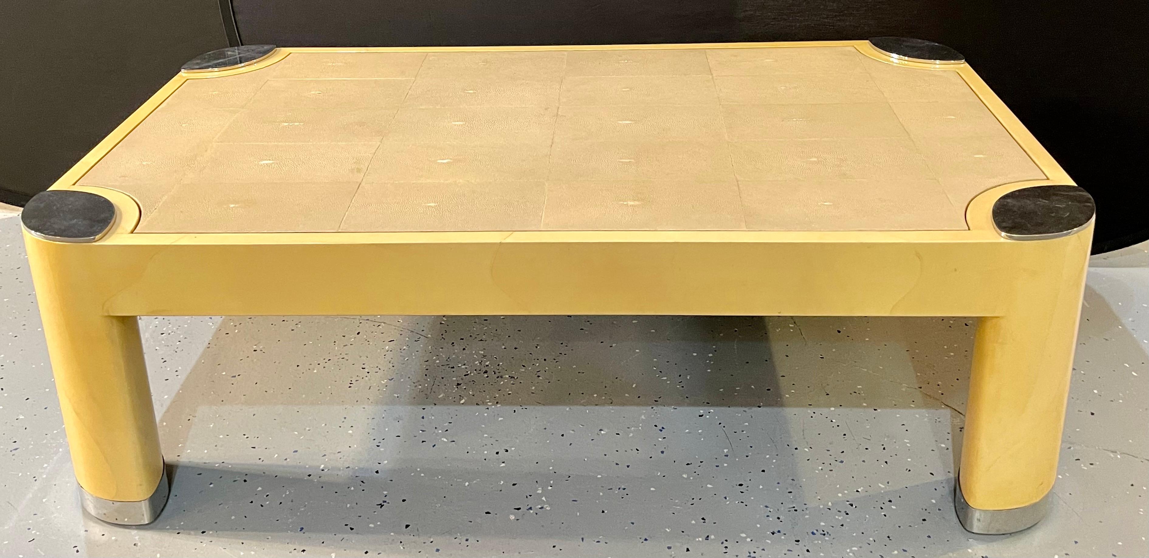 Ron_Seff_Cocktail_Table_Lacquered_Parchment_&_Shagreen,_1980s_USA