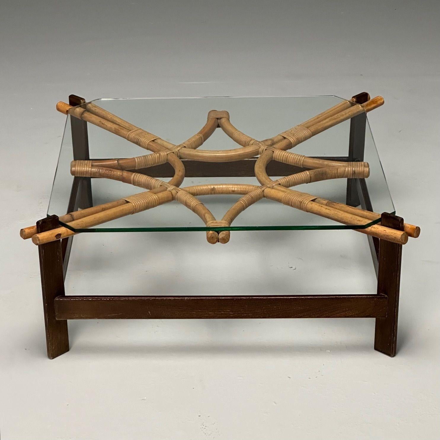 ISA_Italian_Mid-Century_Coffee_Table_Wood_&_Cane,_1980s_Italy