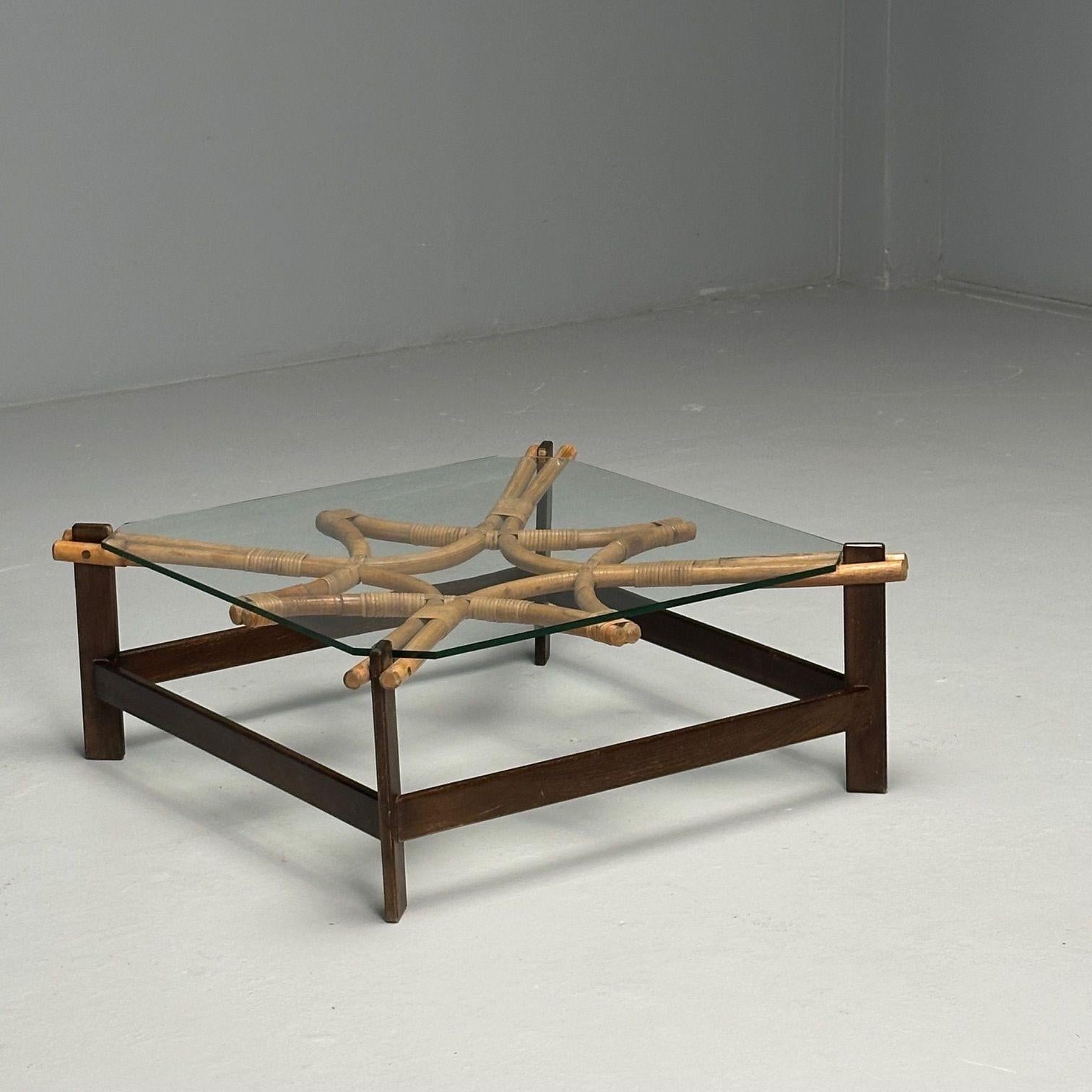 ISA_Italian_Mid-Century_Coffee_Table_Wood_&_Cane,_1980s_Italy