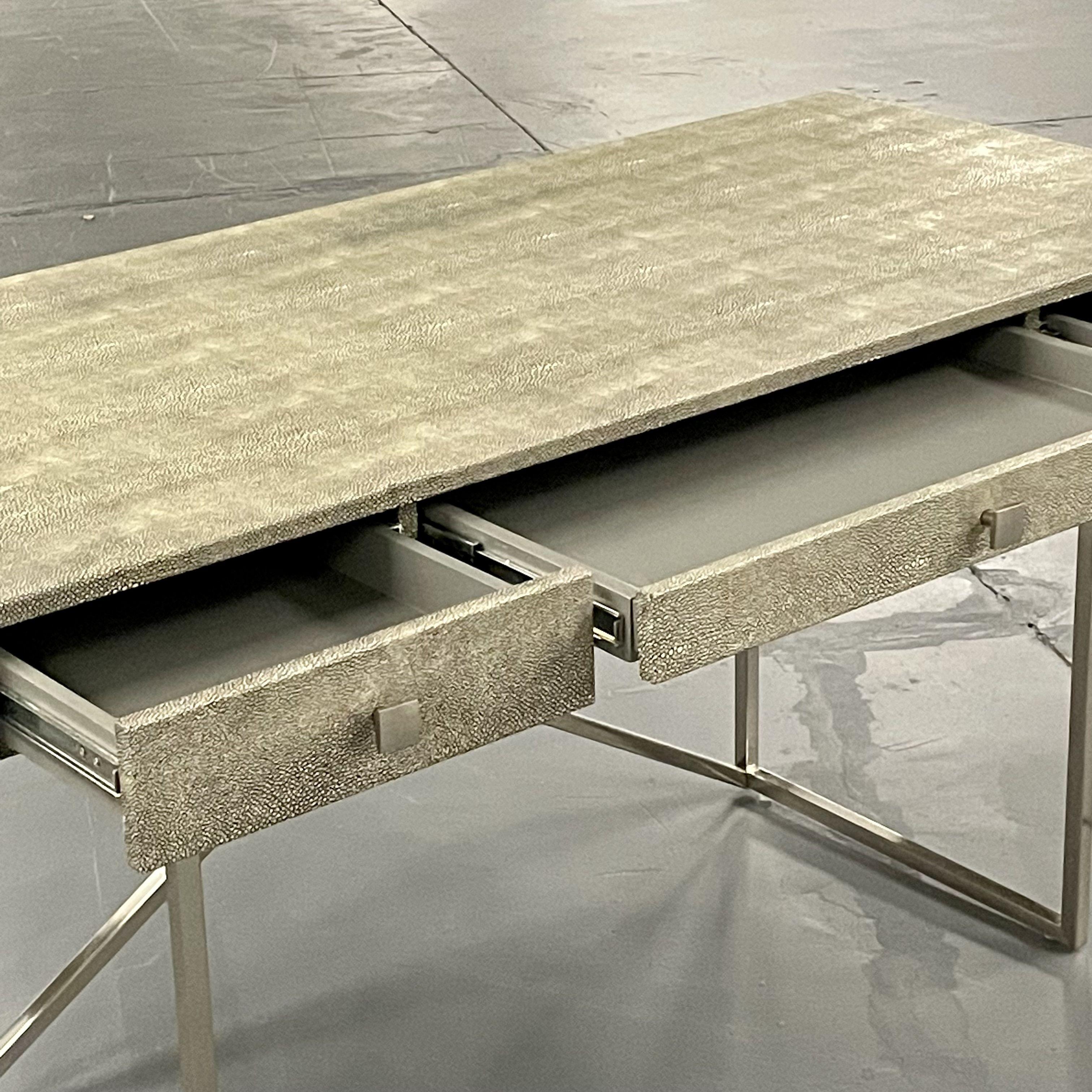 Style_Faux_Shagreen_Desk_with_Chrome_X-Base,_1980s