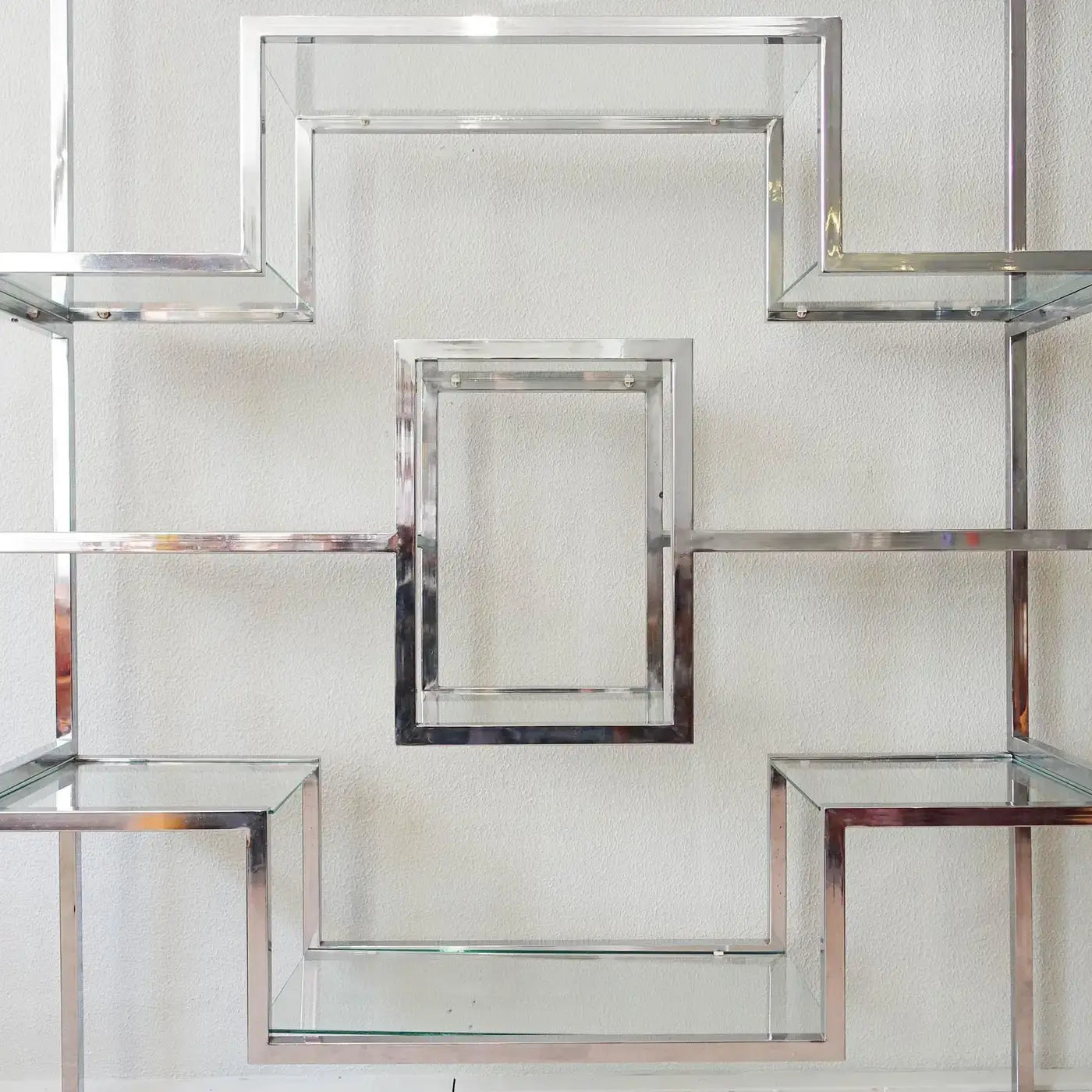 Chrome_and_Glass_Shelving_Unit_in_the_Style_of_Romeo_Rega,_Mid_Century_Modern,_1970s,_Italy