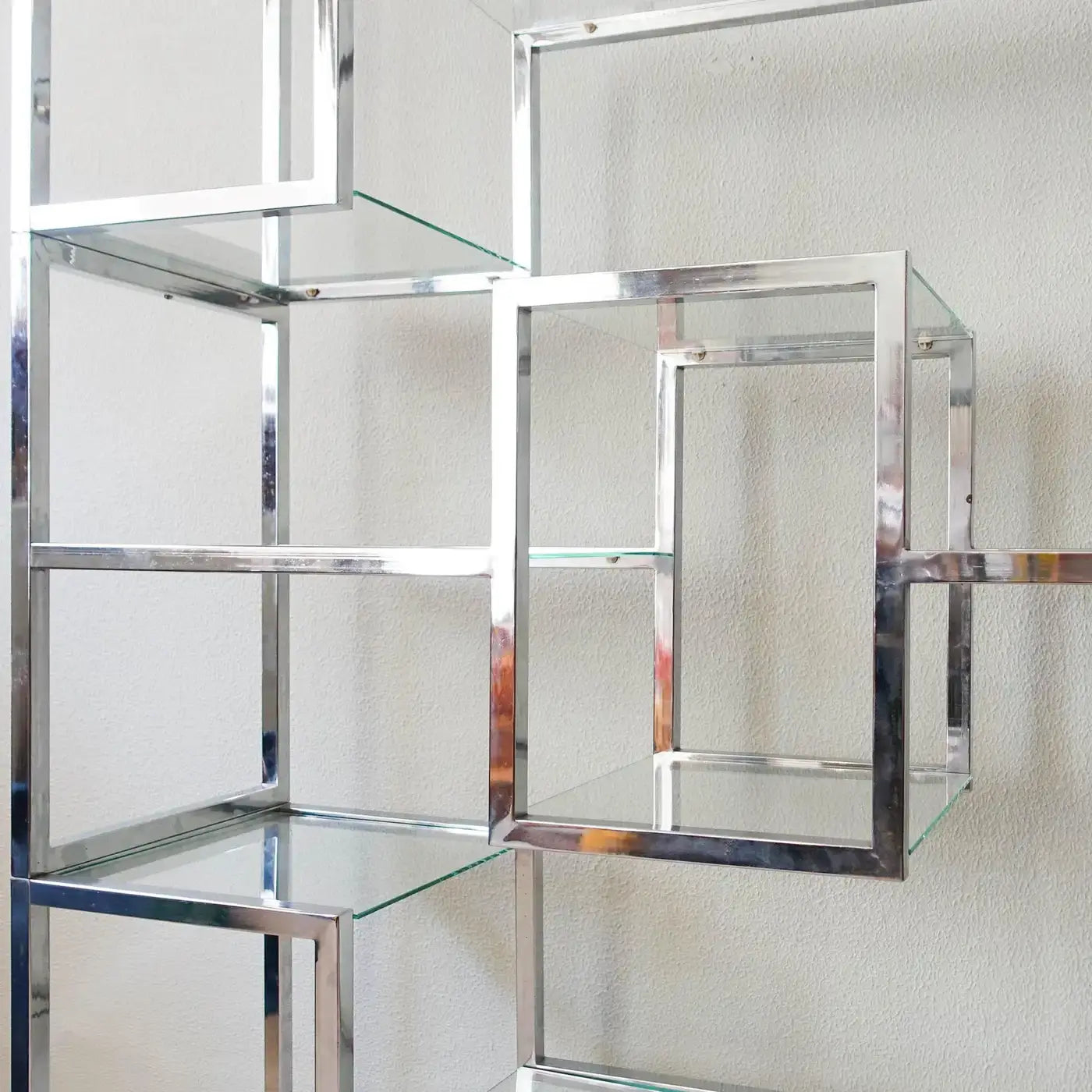 Chrome_and_Glass_Shelving_Unit_in_the_Style_of_Romeo_Rega,_Mid_Century_Modern,_1970s,_Italy