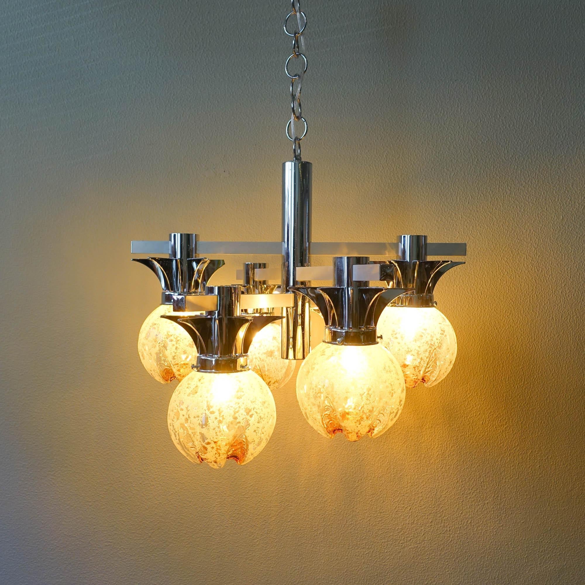 Chrome_and_Glass_Chandelier_by_Gaetano_Sciolari_for_Mazzega,_1970s,_Italy