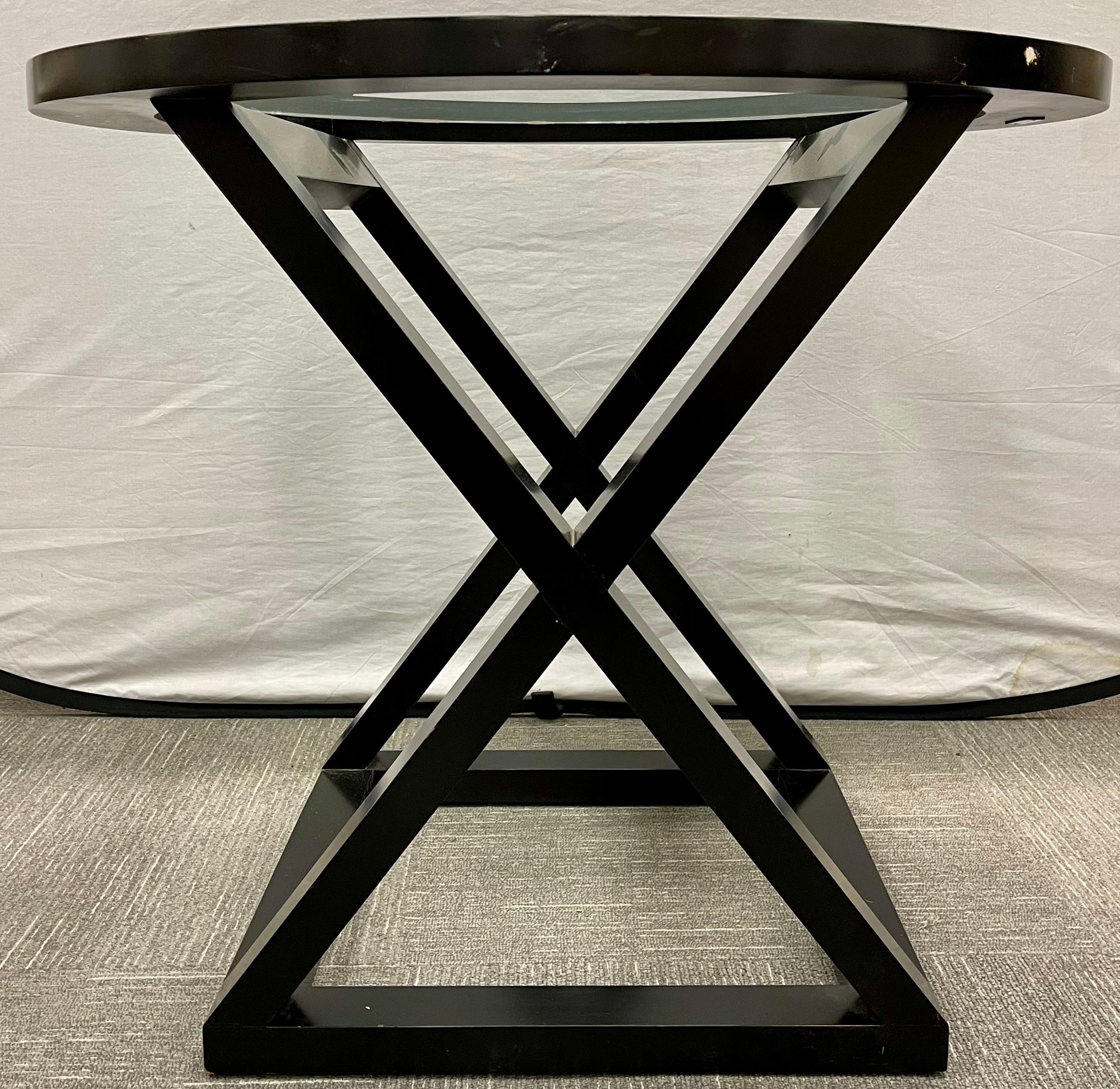 X-Base_Center_Table_Hollywood_Regency_Brass_Glass_1990s_USA