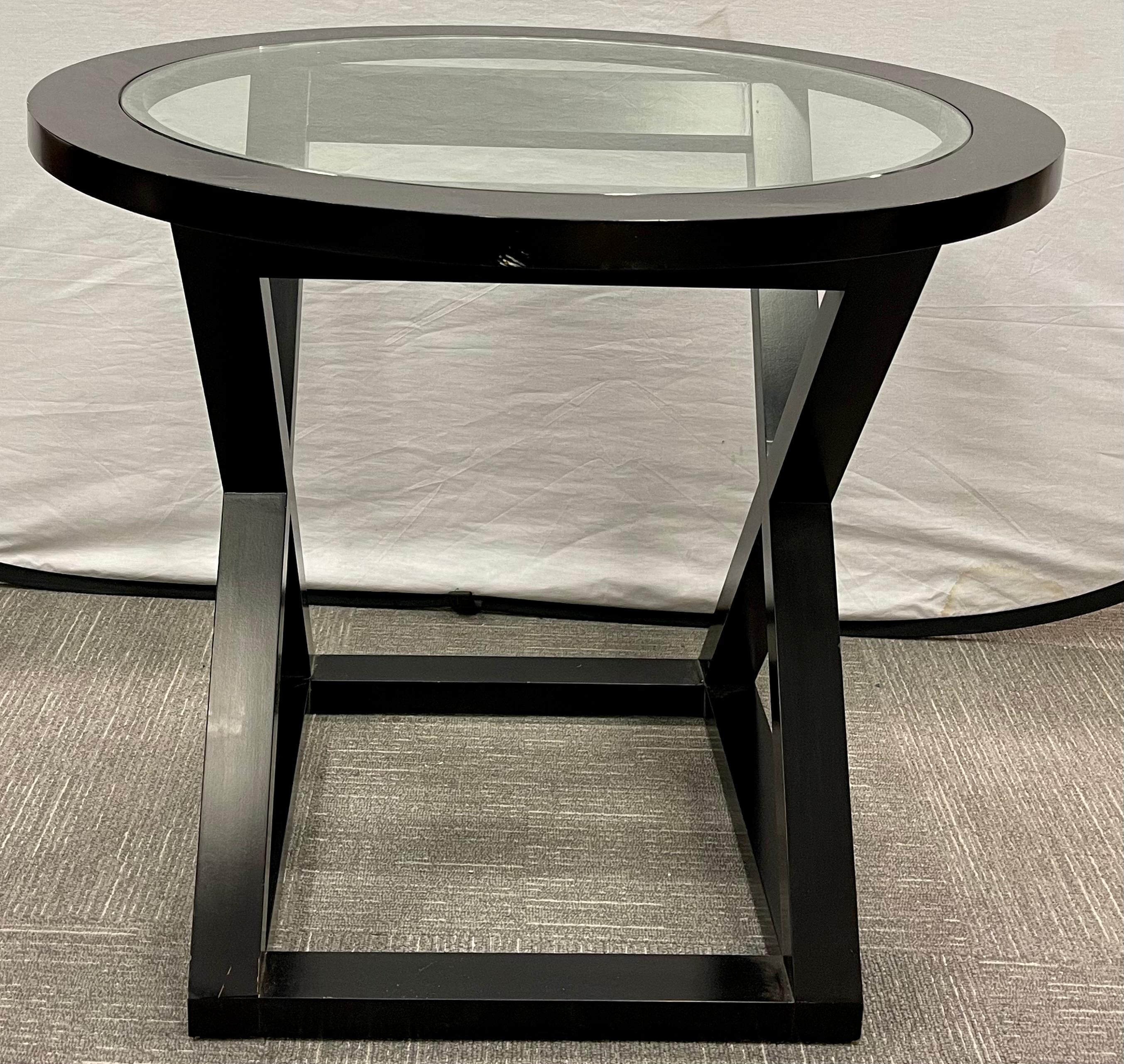 X-Base_Center_Table_Hollywood_Regency_Brass_Glass_1990s_USA