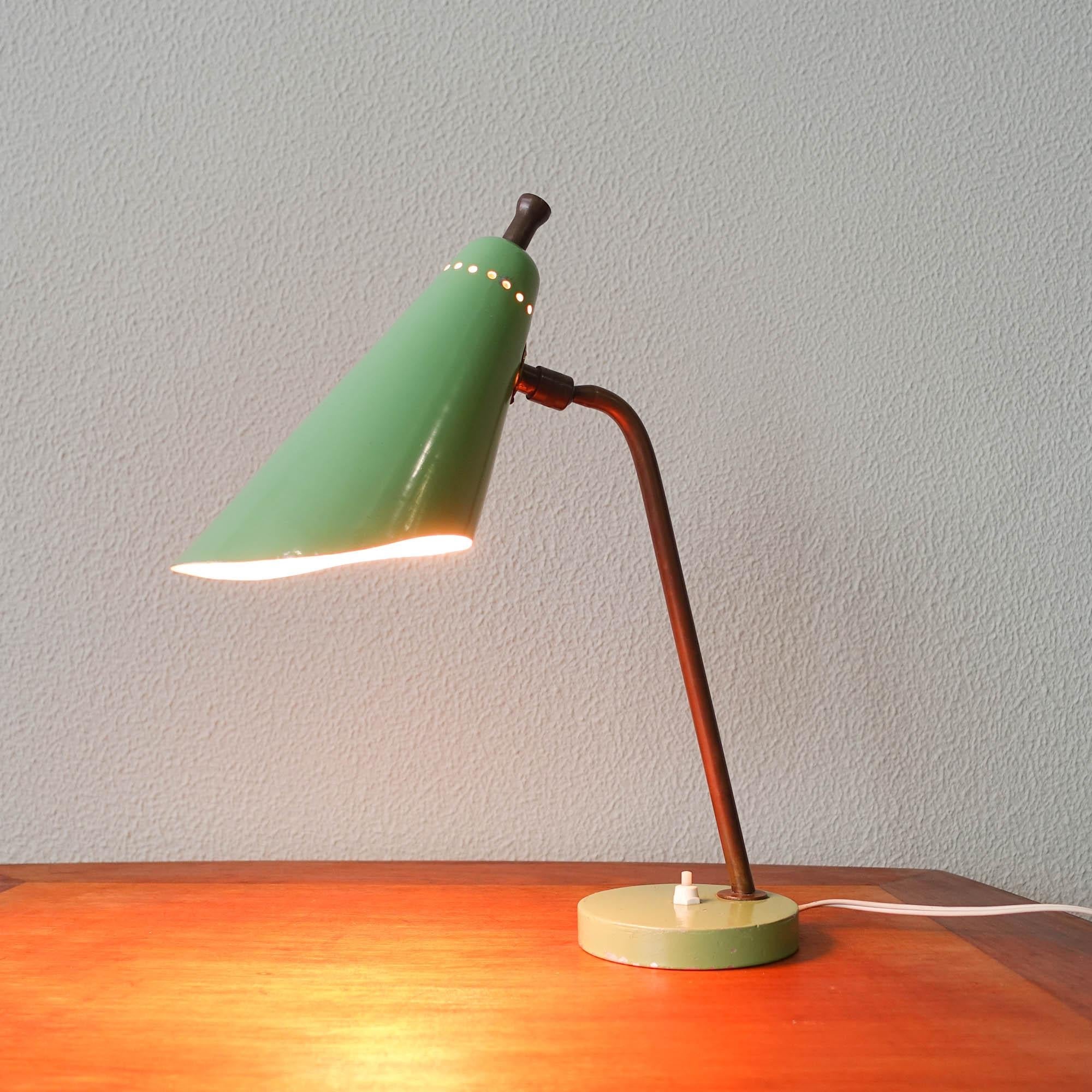 Mid_Century_Table_Lamp_with_Brass_Arm,_1950s,_Italy