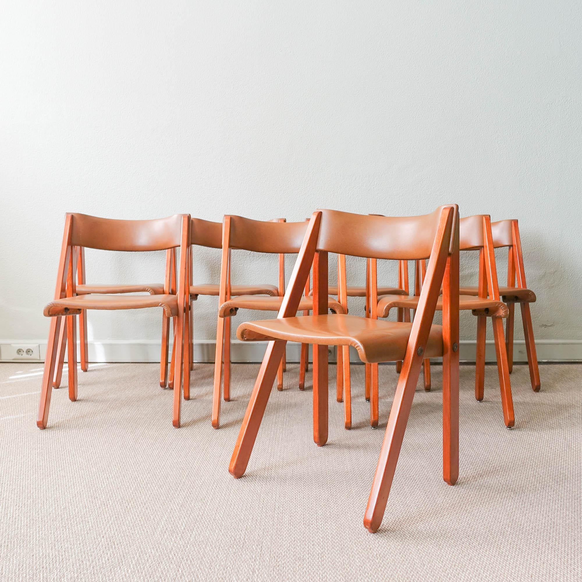 Set_of_8_Chairs_by_Gastão_Machado_For_Móveis_Olaio,_Wood_And_Faux_Leather,_1978,_Portugal