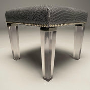 Contemporary_Modern_Footstool_Chrome_Acrylic_Faux_Snakeskin_2010s_USA