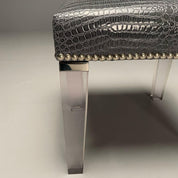 Contemporary_Modern_Footstool_Chrome_Acrylic_Faux_Snakeskin_2010s_USA