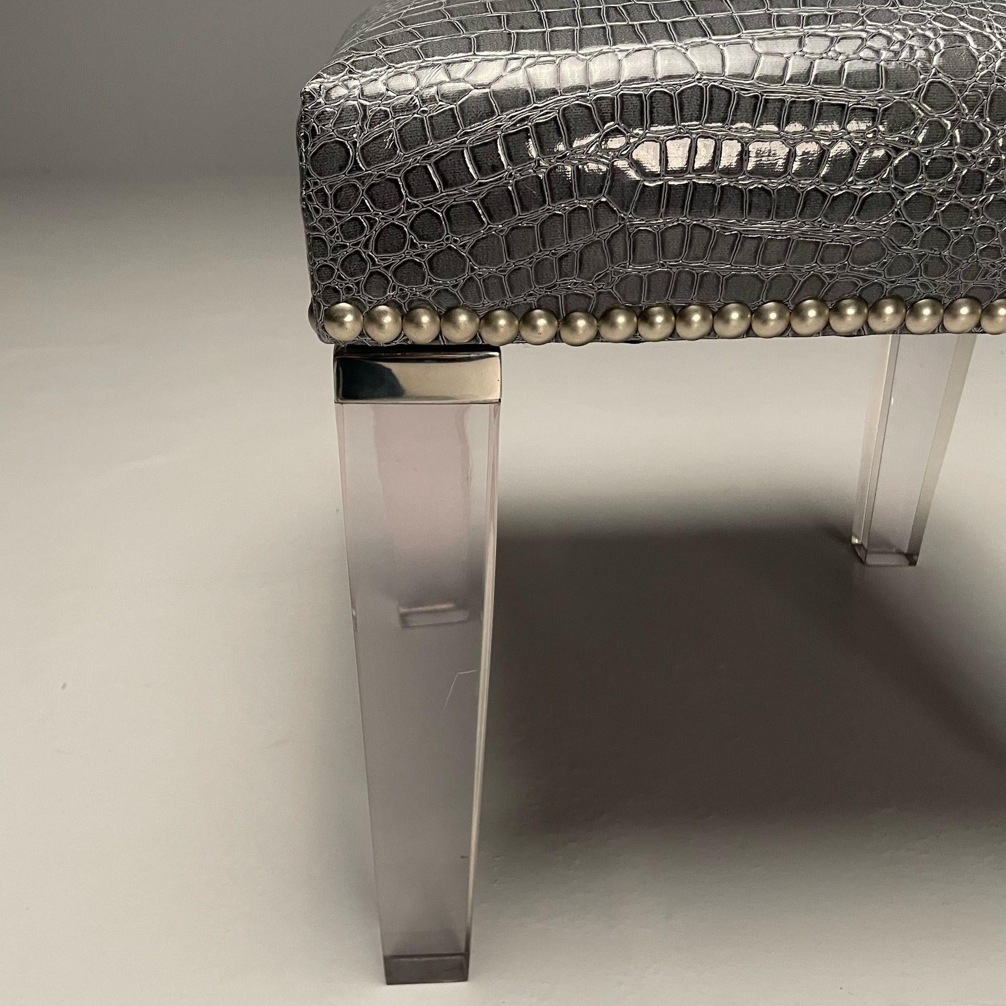 Contemporary_Modern_Footstool_Chrome_Acrylic_Faux_Snakeskin_2010s_USA