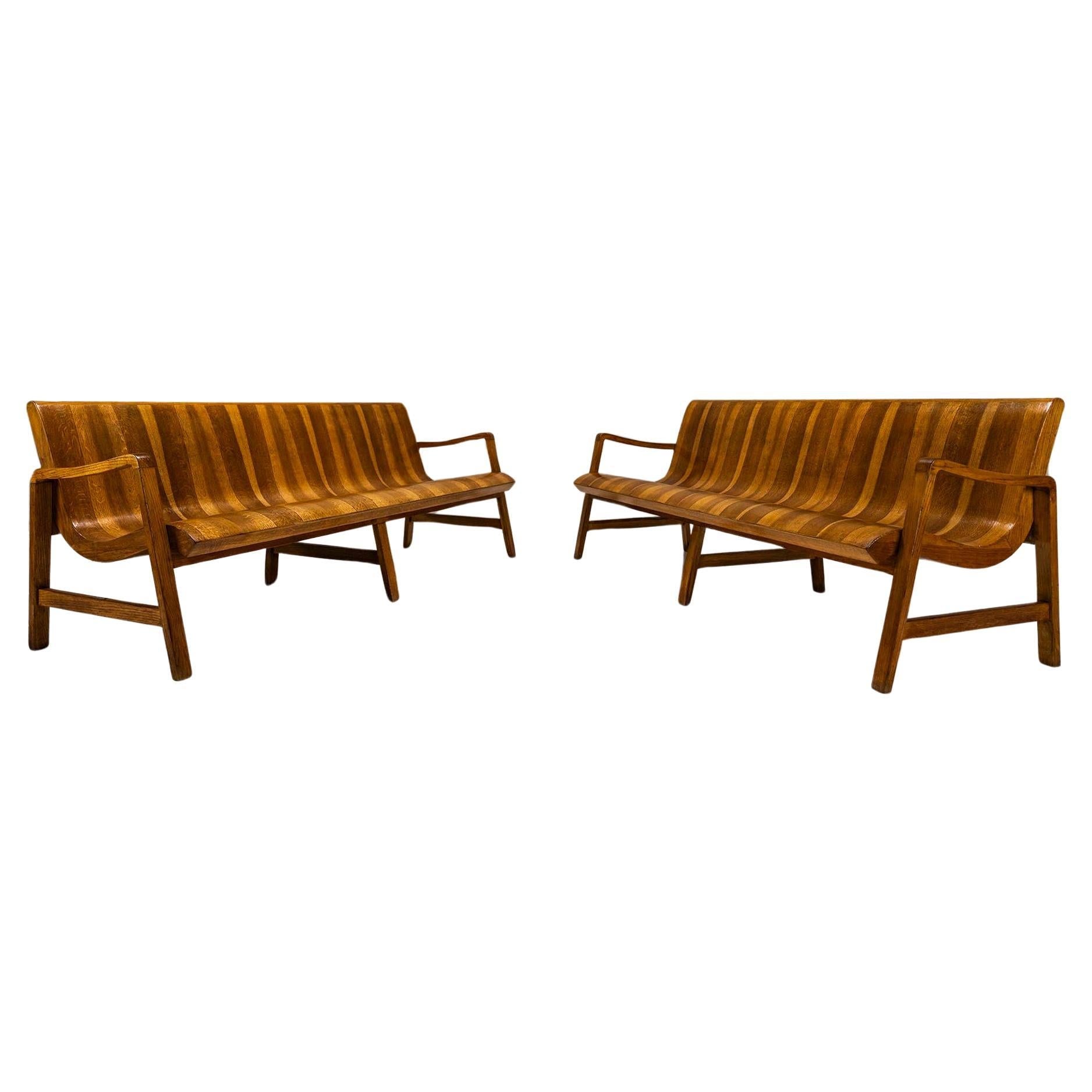 Two_Wave-Shaped_Benches_in_Walnut_with_Two-tone_Veneering,_Italy_1950s