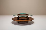 Round_Coffee_Table_In_Glass_And_Teak_By_Gianfranco_Frattini_for_Cassina,_Italy