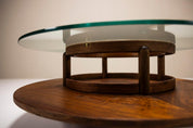 Round_Coffee_Table_In_Glass_And_Teak_By_Gianfranco_Frattini_for_Cassina,_Italy