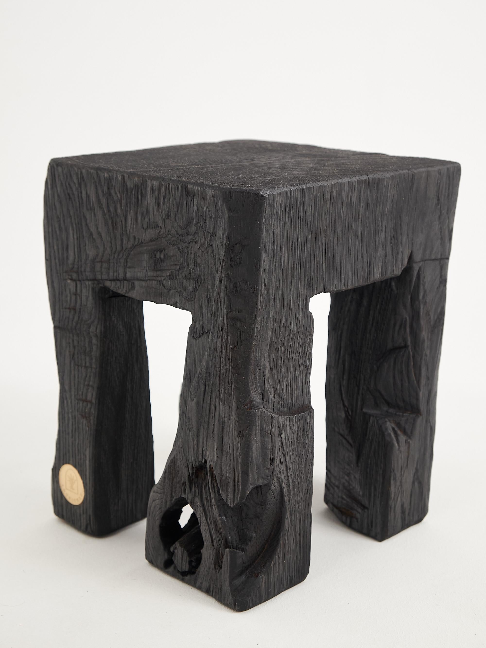 Rustic_Sculptural_Side_Table,_Stool,_Burnt_Black_Oak_Wood,_Unique,_Logniture