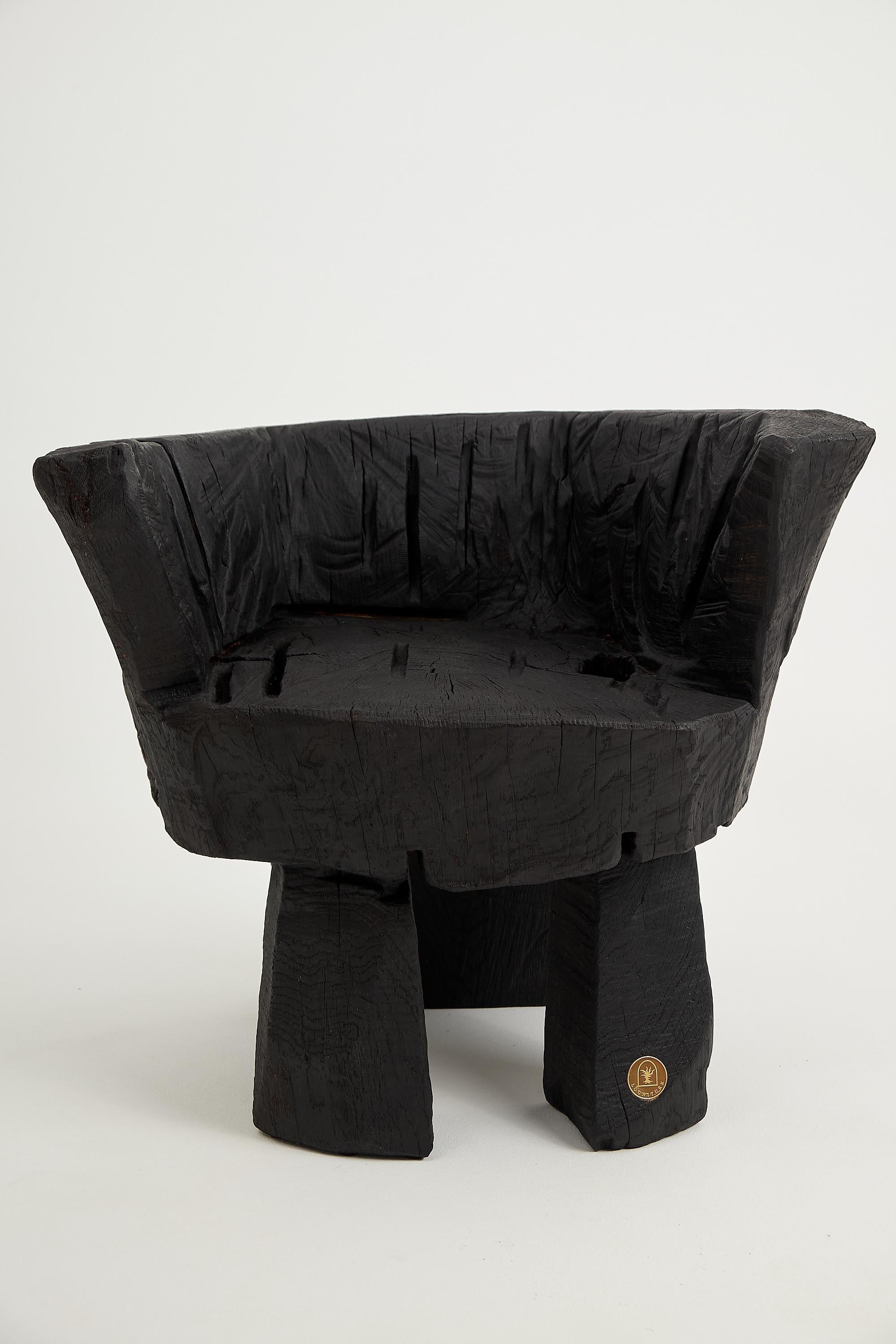 Logniture,_Brutalist_Sculptural_Armchair,_Solid_Burnt_Oak_Wood