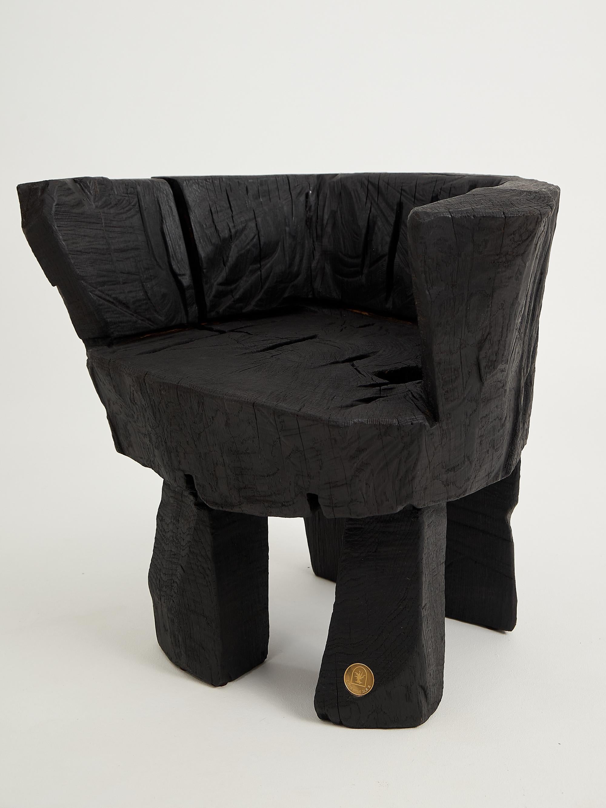 Logniture,_Brutalist_Sculptural_Armchair,_Solid_Burnt_Oak_Wood