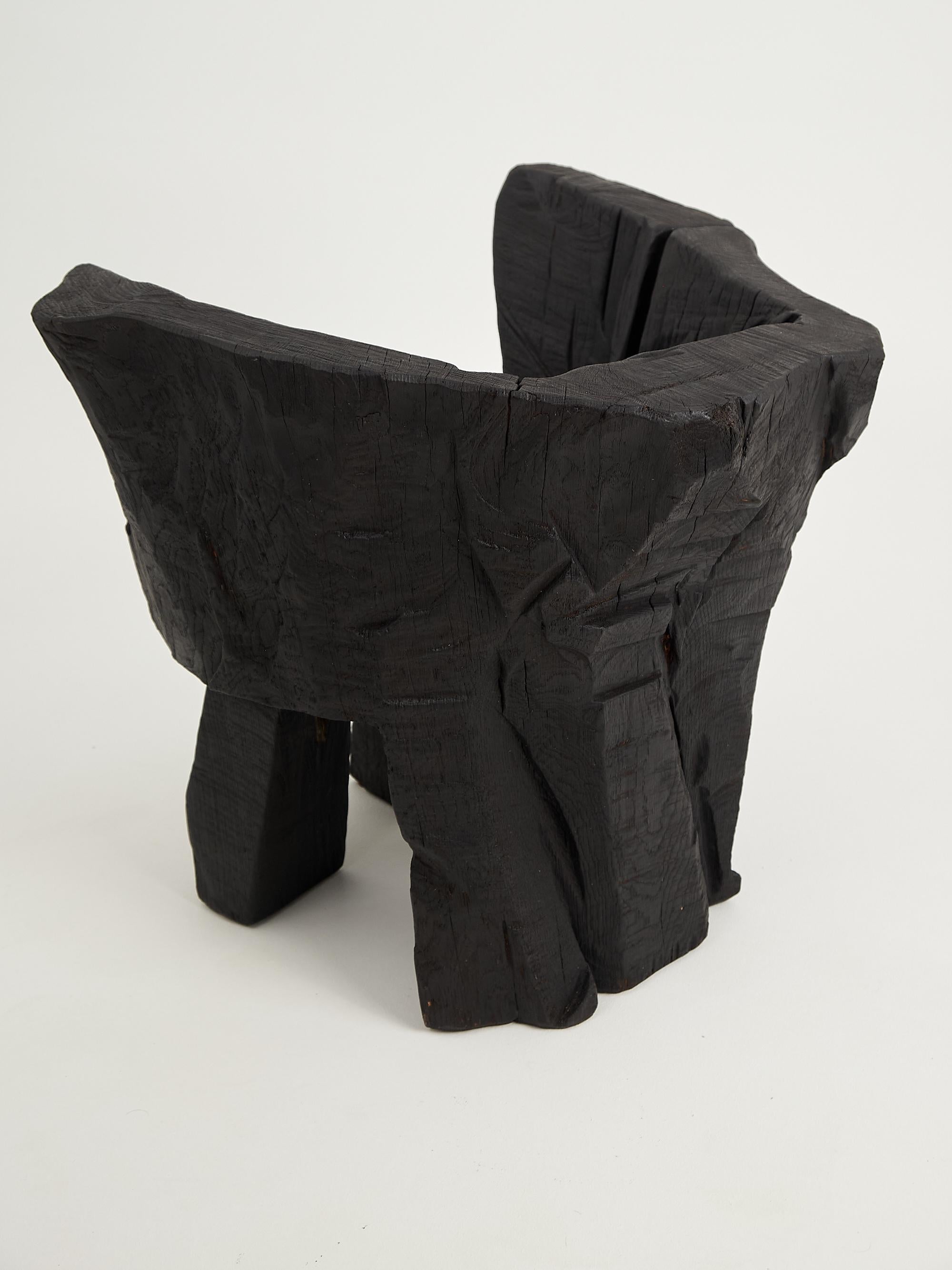 Logniture,_Brutalist_Sculptural_Armchair,_Solid_Burnt_Oak_Wood
