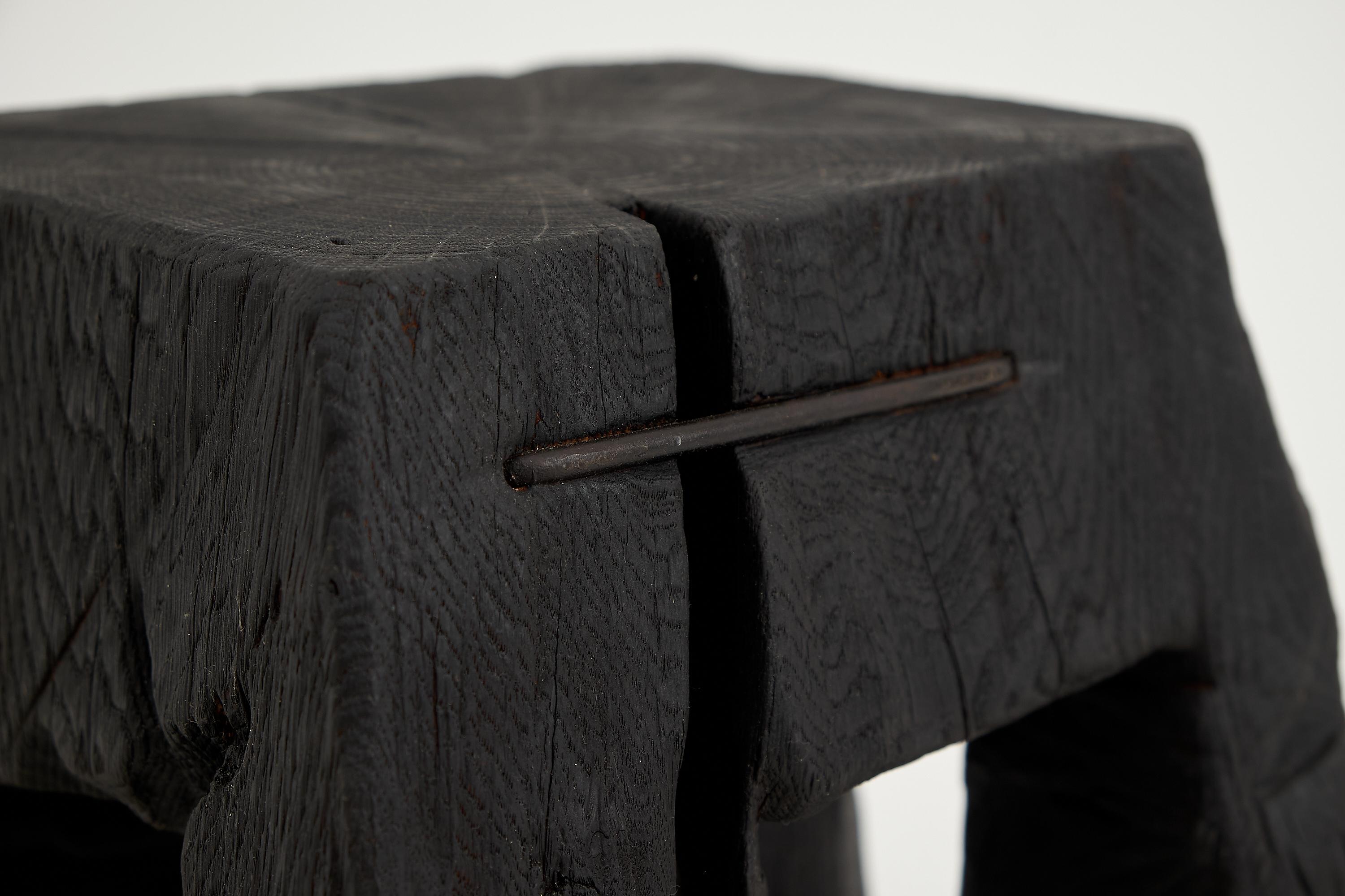 Rustic_Sculptural_Side_Table,_Stool,_Burnt_Black_Oak_Wood,_Unique,_Logniture