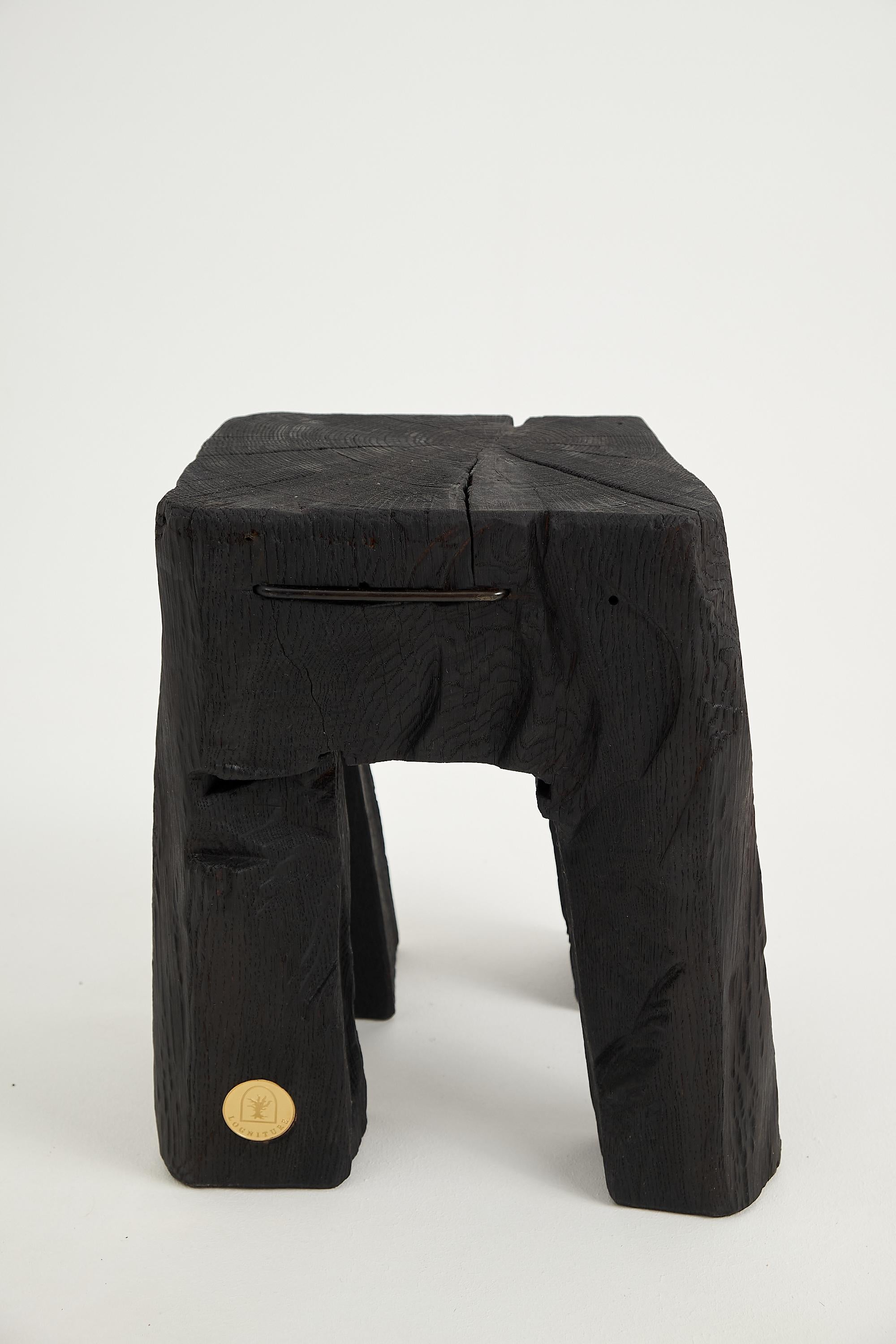 Rustic_Sculptural_Side_Table,_Stool,_Burnt_Black_Oak_Wood,_Unique,_Logniture