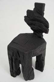 Logniture,_Brutalist_Sculptural_Stool,_Solid_Burnt_Oak_Wood,_Unique_1/1,_Jownik