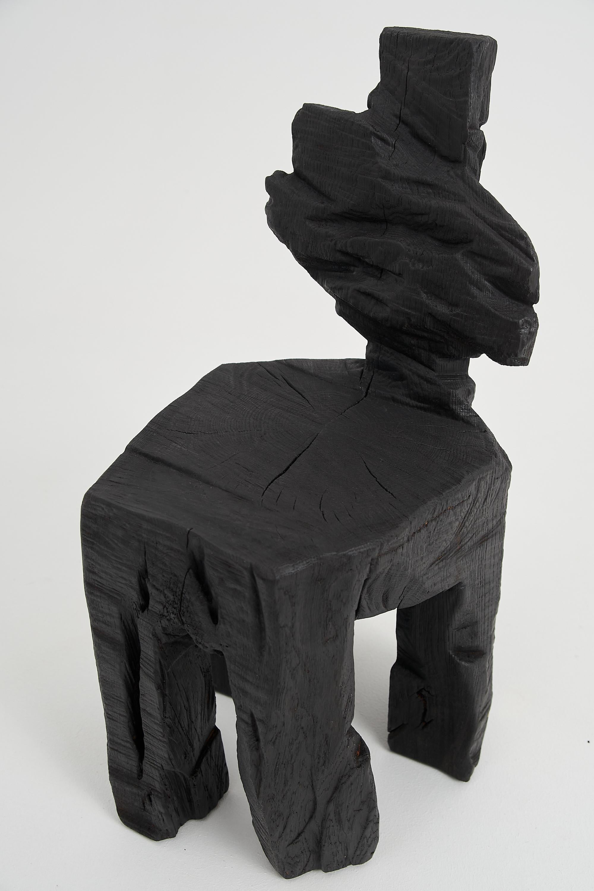 Logniture,_Brutalist_Sculptural_Stool,_Solid_Burnt_Oak_Wood,_Unique_1/1,_Jownik