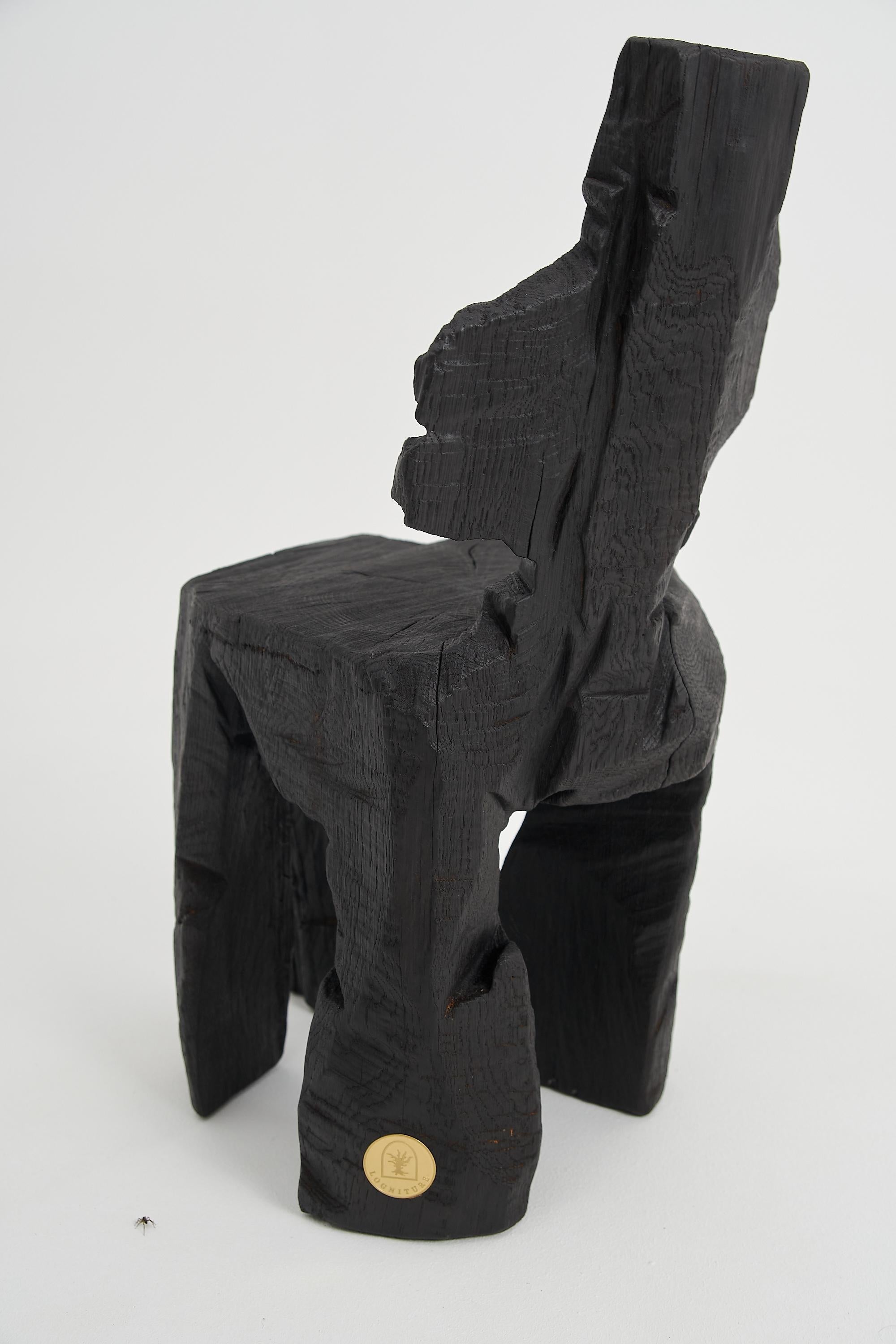 Logniture,_Brutalist_Sculptural_Stool,_Solid_Burnt_Oak_Wood,_Unique_1/1,_Jownik