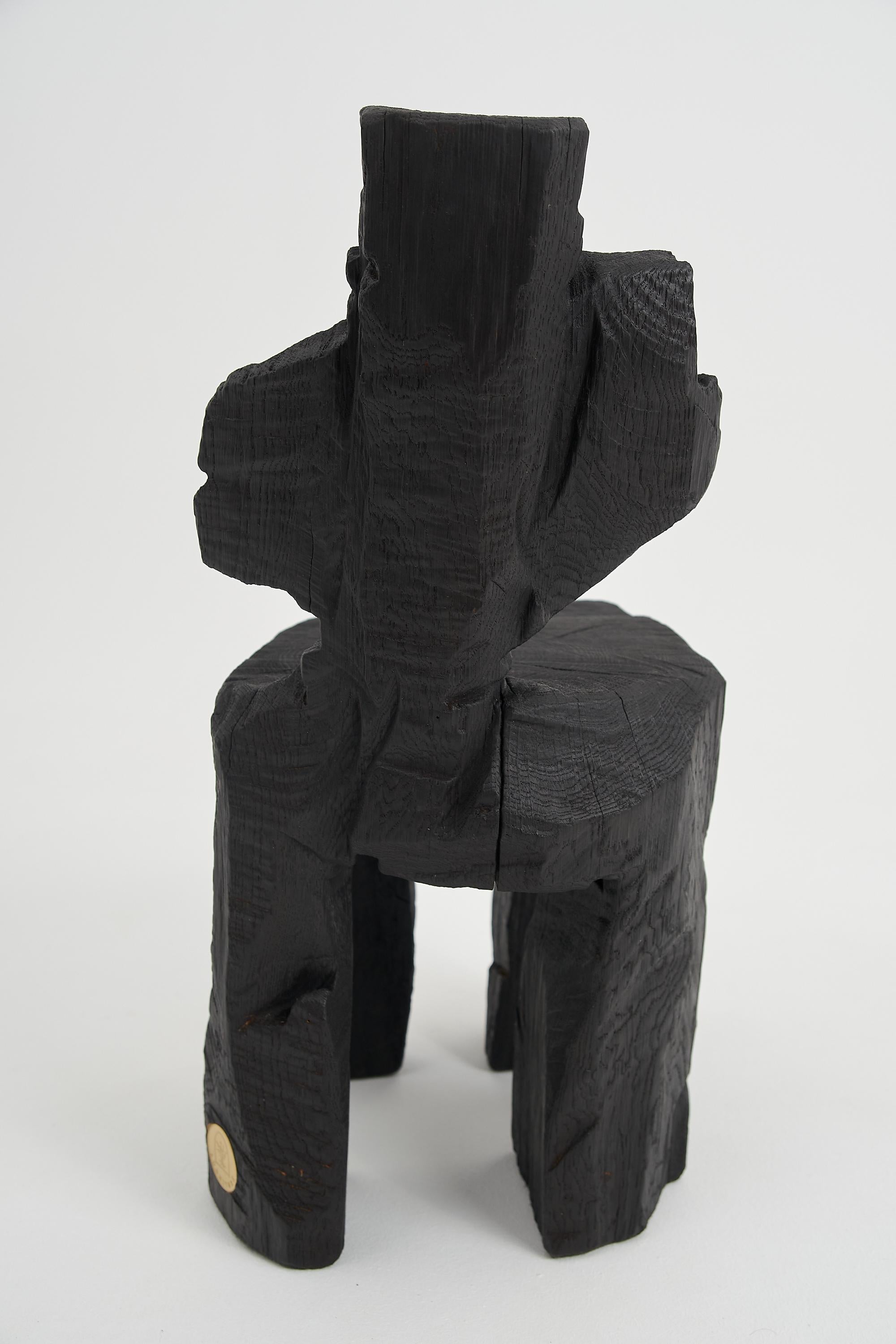 Logniture,_Brutalist_Sculptural_Stool,_Solid_Burnt_Oak_Wood,_Unique_1/1,_Jownik