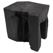 Rustic_Sculptural_Side_Table,_Stool,_Burnt_Black_Oak_Wood,_Logniture