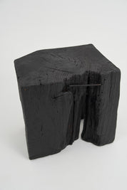 Rustic_Sculptural_Side_Table,_Stool,_Burnt_Black_Oak_Wood,_Logniture