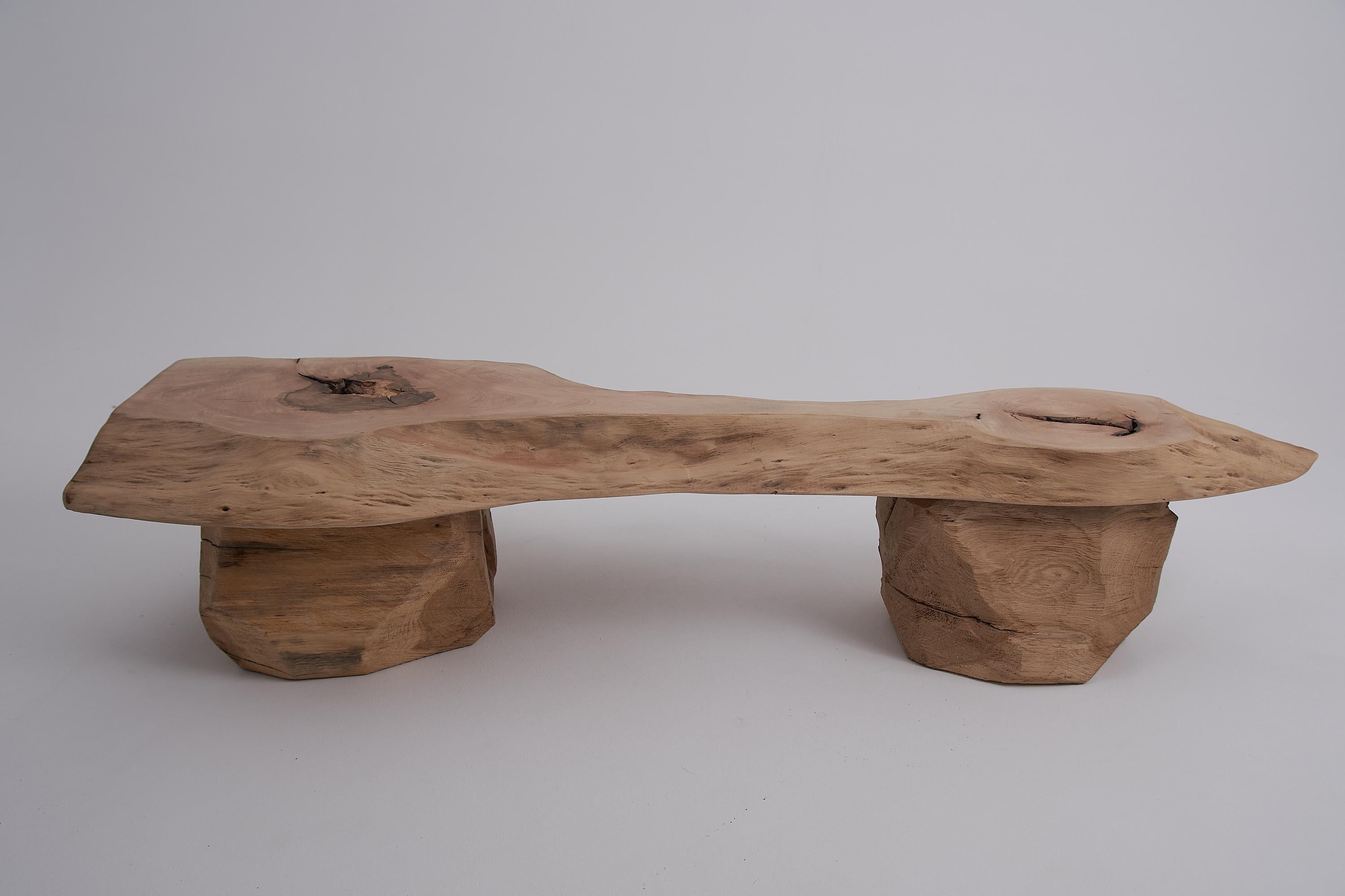 Logniture,_Live_Edge_Walnut_&_Oak_Bench,_Wabi-Sabi,_Brutalist,_Log_Furniture