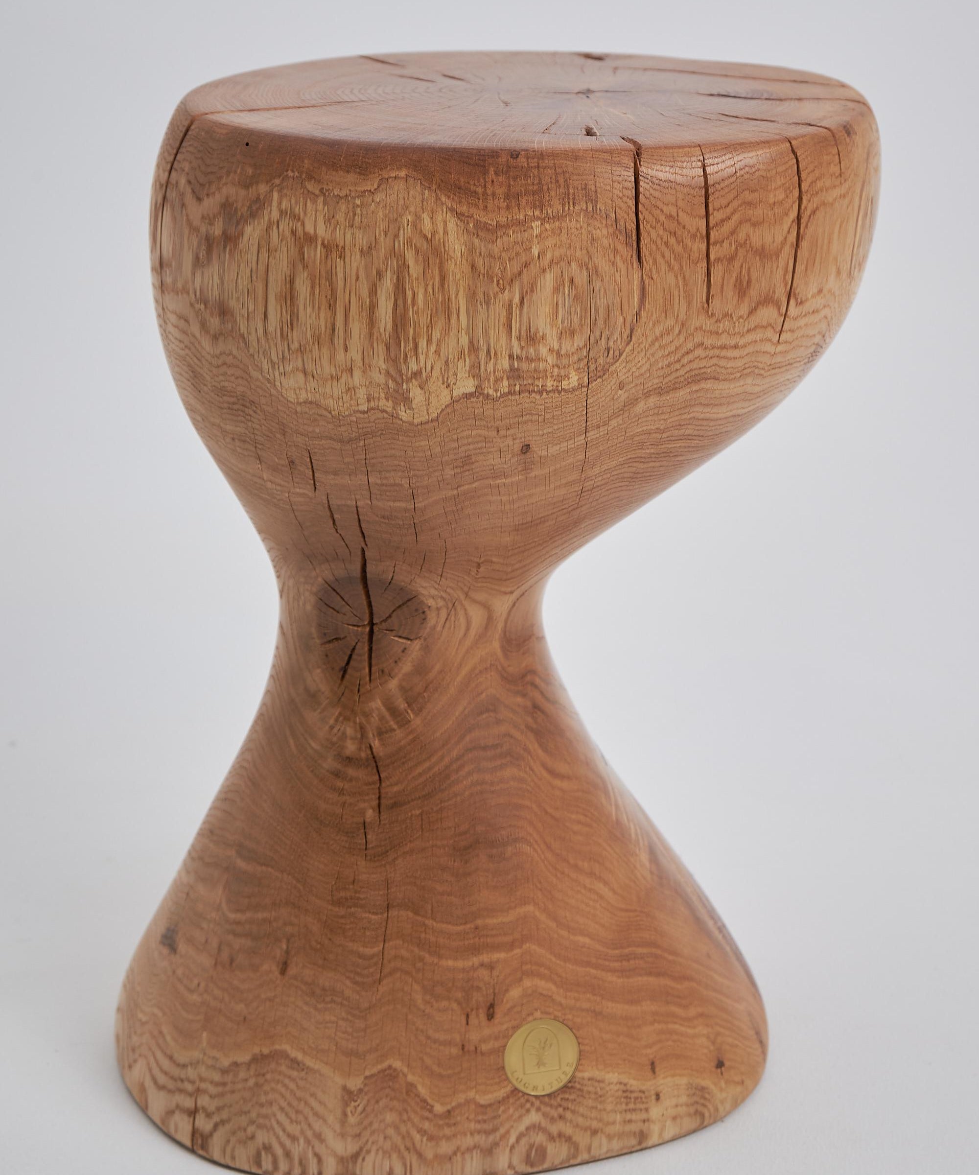 Oak_Solid_Wood_Sculptural_Side_Table,_Original_Contemporary_Design