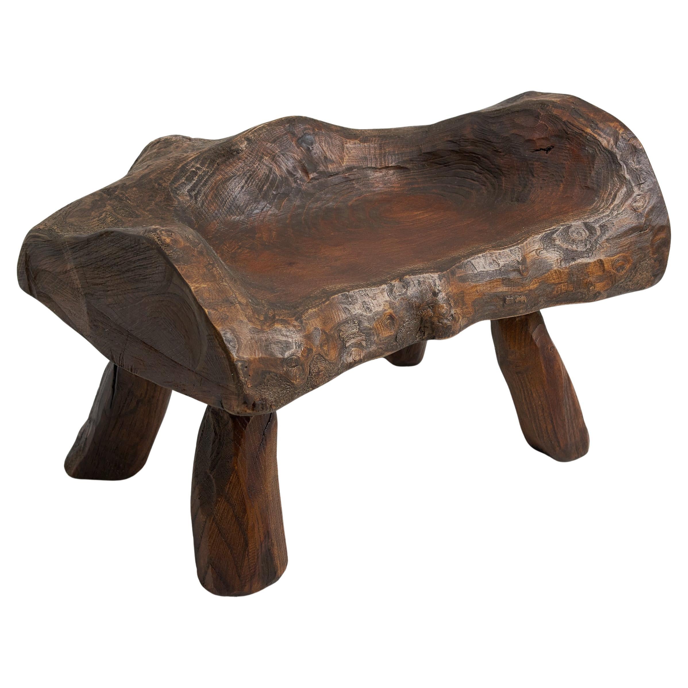 Carved_Stool_From_Single_Piece_of_Mulberry_Wood,_Unique_Log_Furniture