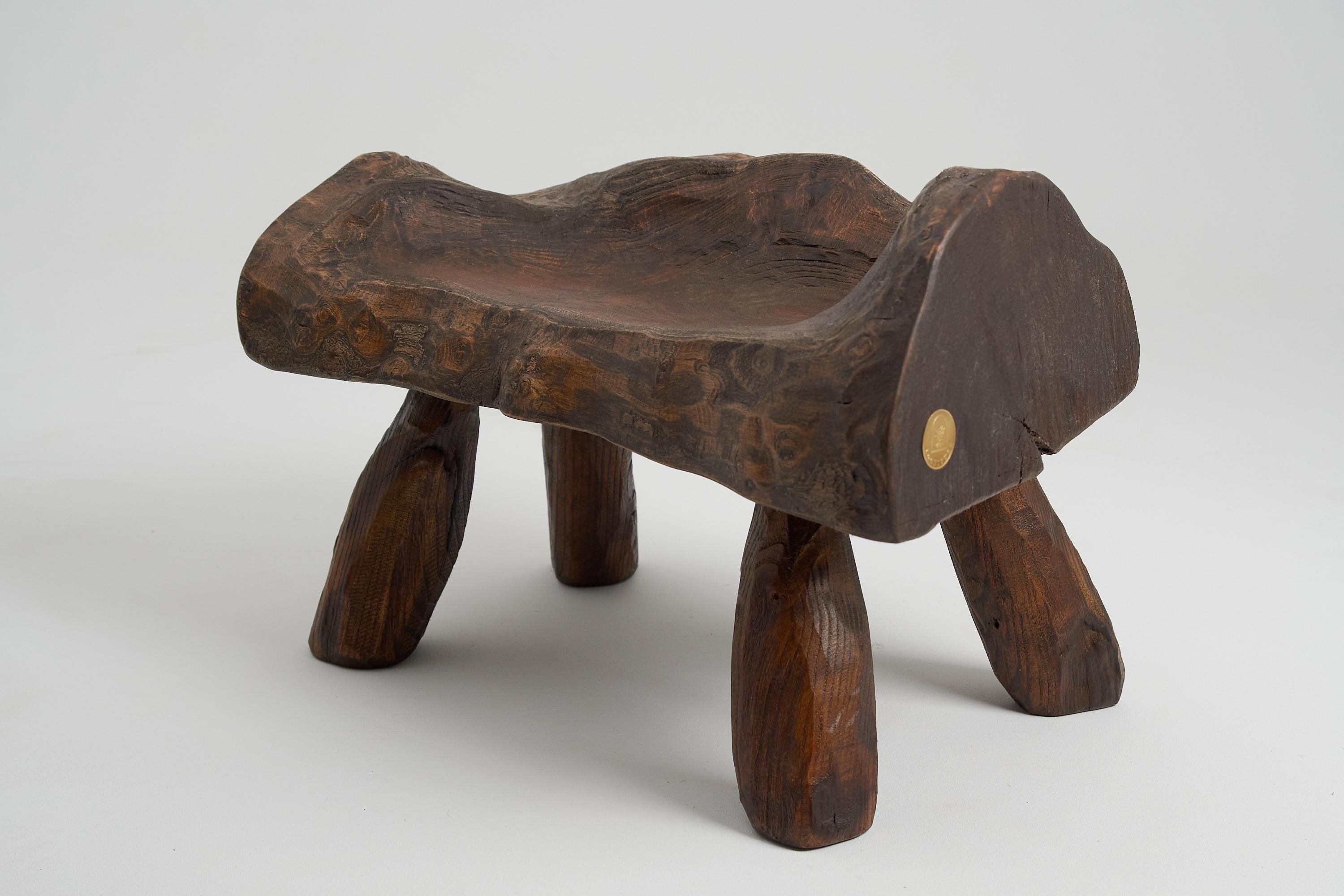 Carved_Stool_From_Single_Piece_of_Mulberry_Wood,_Unique_Log_Furniture