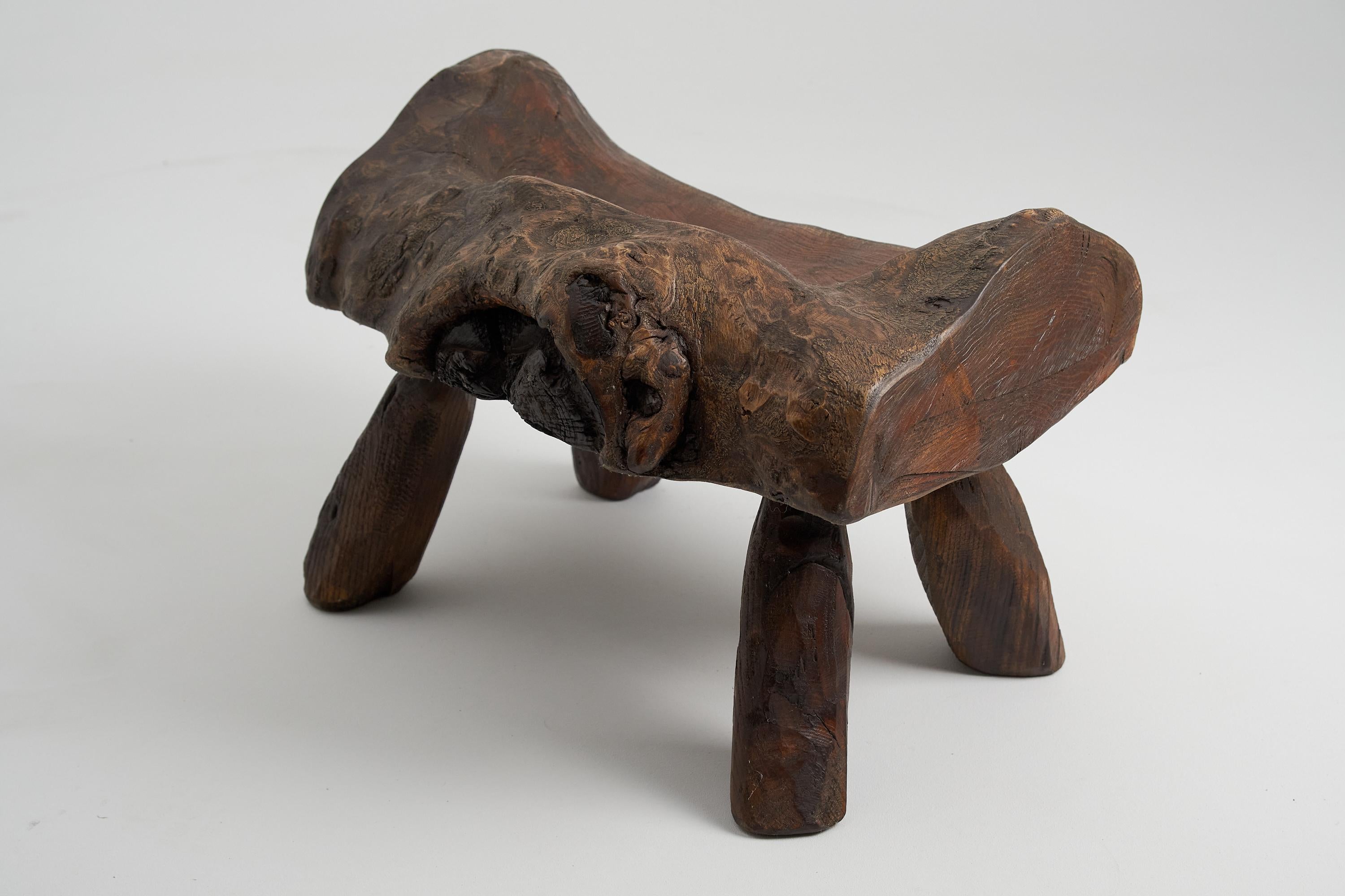 Carved_Stool_From_Single_Piece_of_Mulberry_Wood,_Unique_Log_Furniture