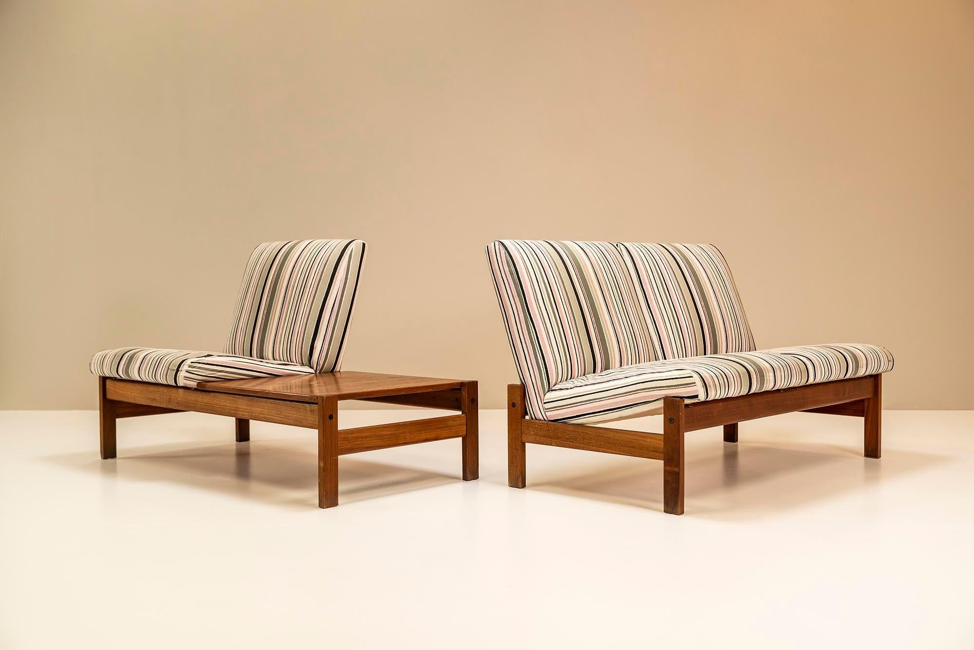 Set_of_2_Modular_Benches_in_Teak_and_Original_Upholstery,_Italy,_1960s
