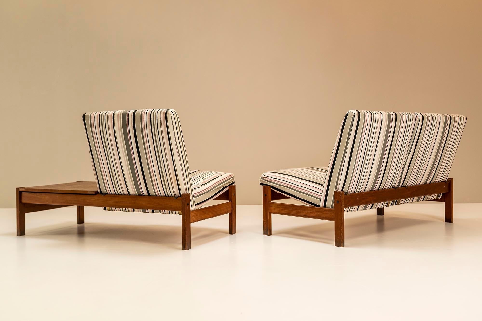 Set_of_2_Modular_Benches_in_Teak_and_Original_Upholstery,_Italy,_1960s