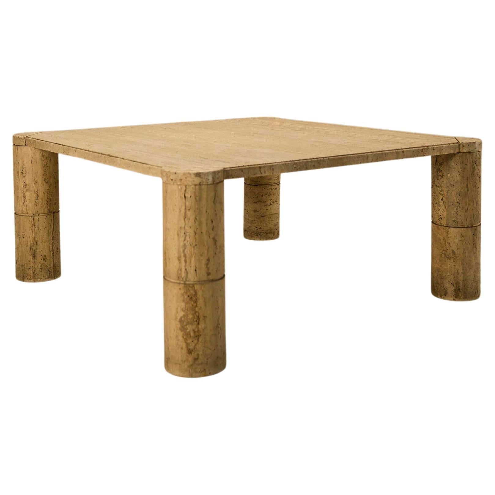 Travertine_Square_Coffee_Table_with_Cylindrical_Legs,_France,_1970s